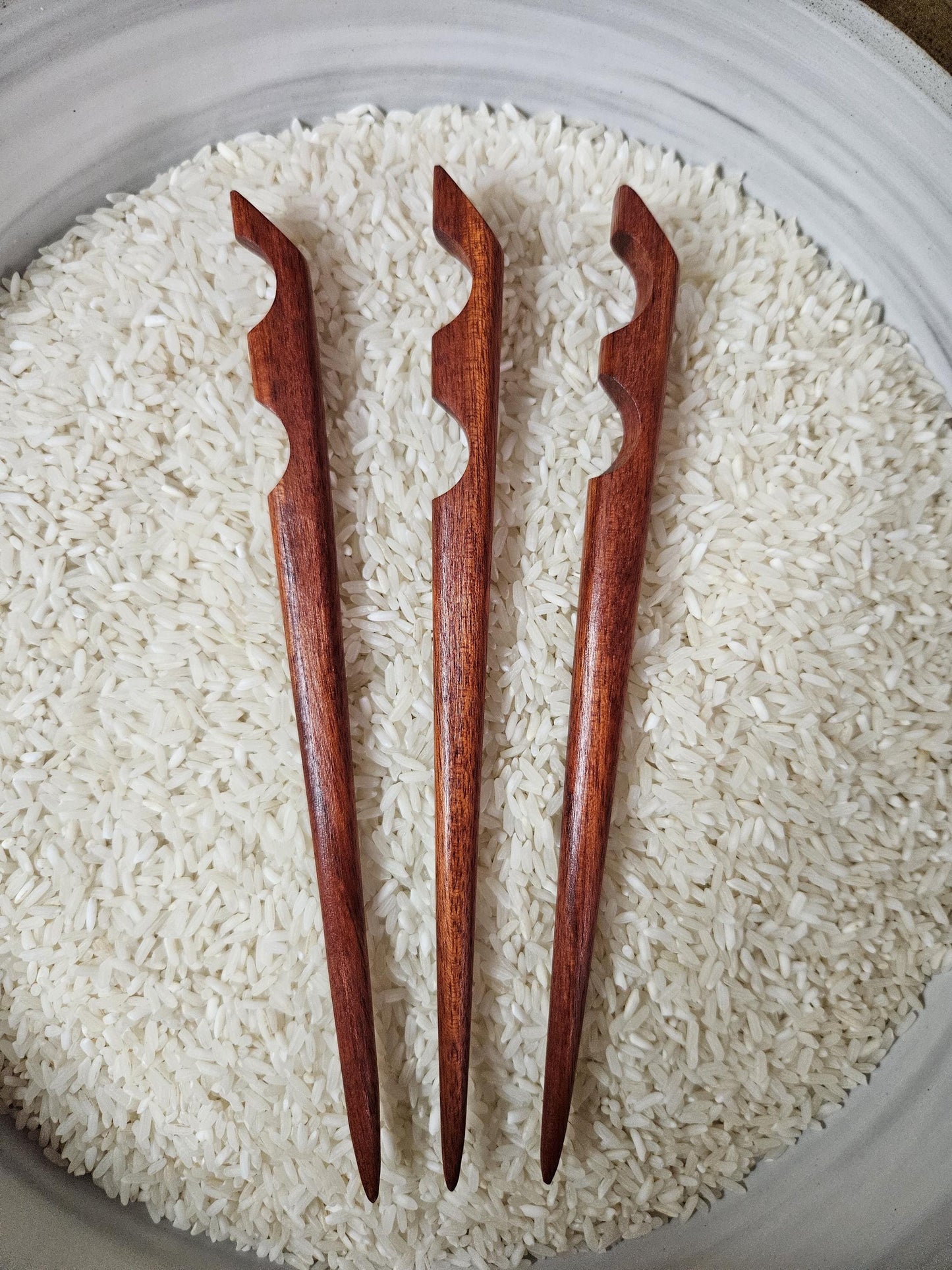 Bloodwood Hair Stick – Sculpted Geometric Design for Hair – Wooden Hair Fork – Handmade Exotic Wood Hair Accessory – Elegant Natural Gift