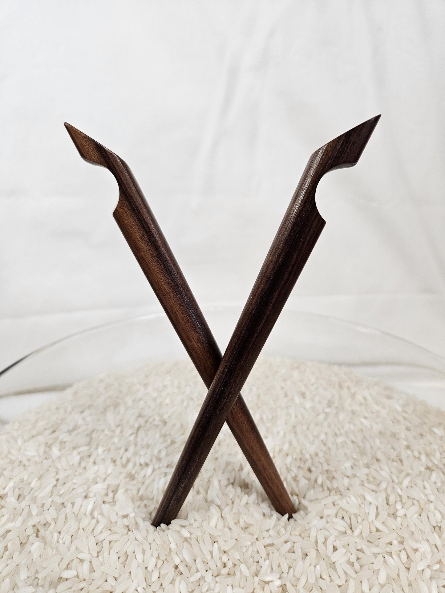 Bolivian Rosewood Handmade Hair Stick – Sculpted Curved Notch Design for Elegant Updos
