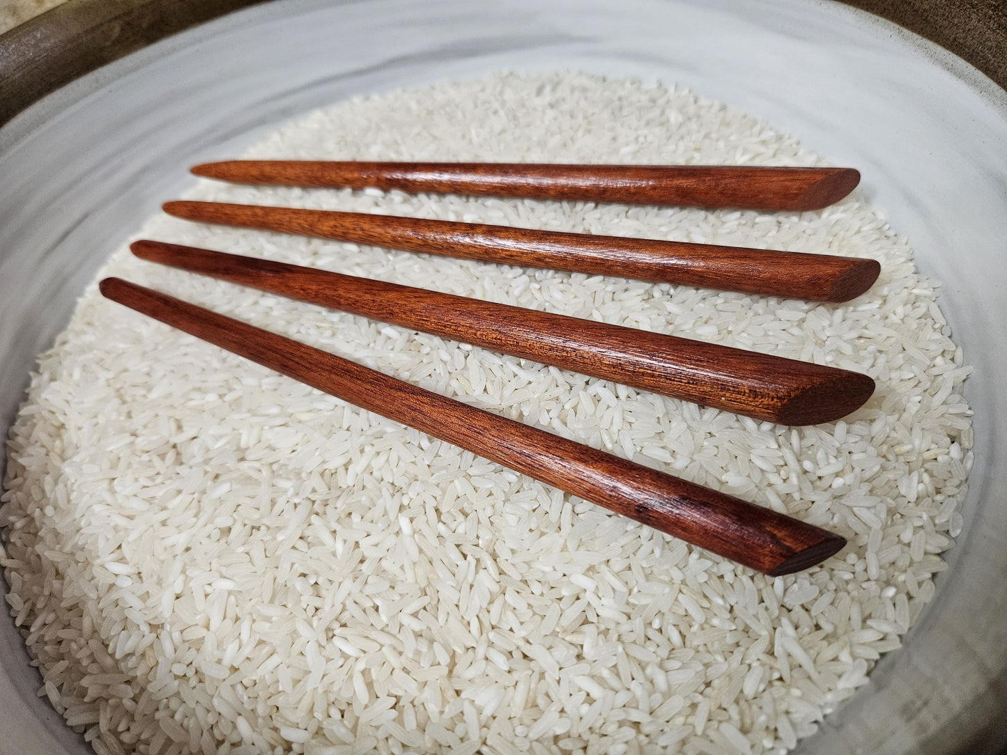 Bloodwood Handmade Hair Stick – Sloped Top Wooden Hair Pin for Updos & Buns