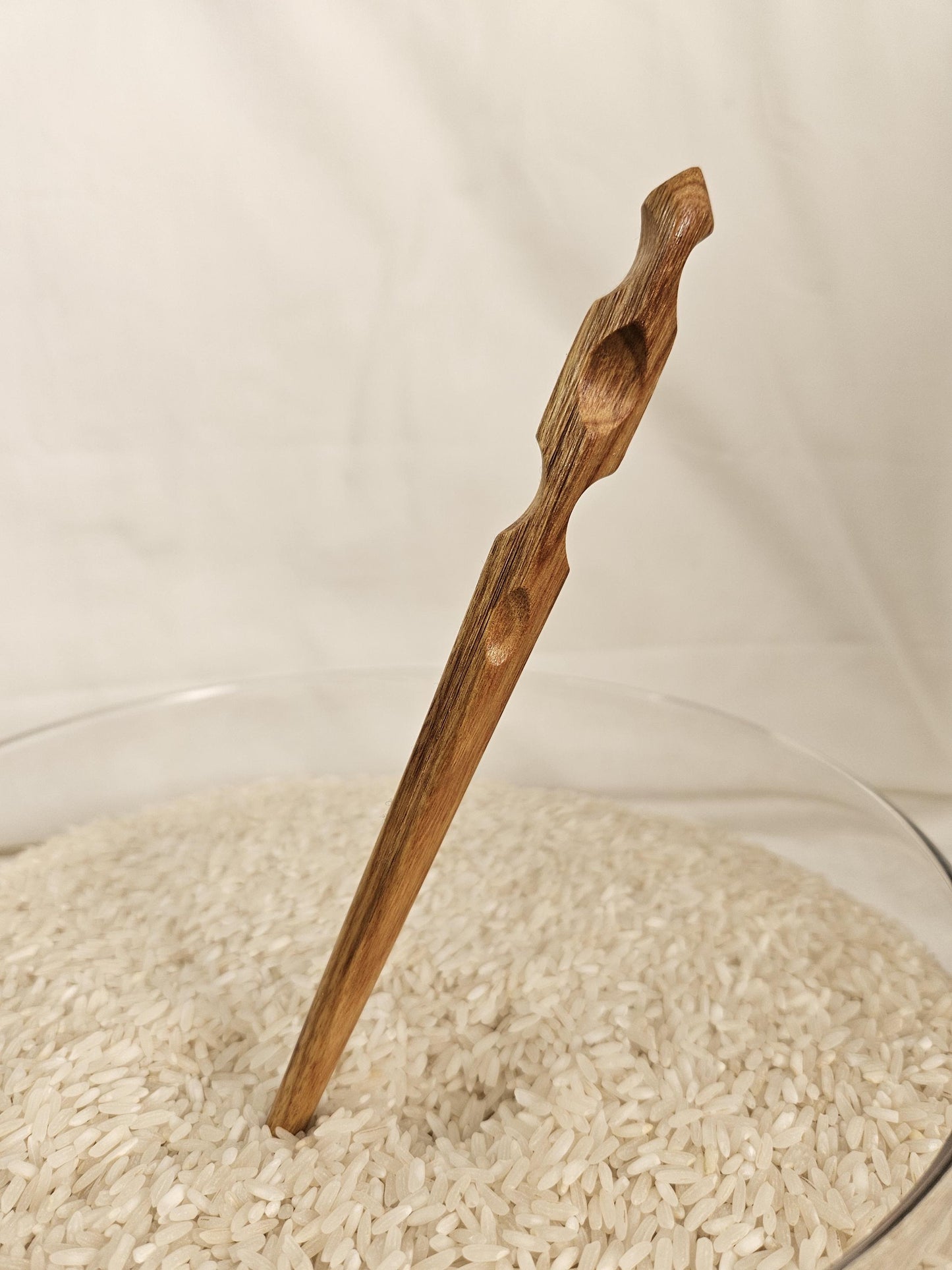 Handmade Canarywood Hair Stick – Carved Ridge Design | 7.5" - 8" Exotic Wood Pin