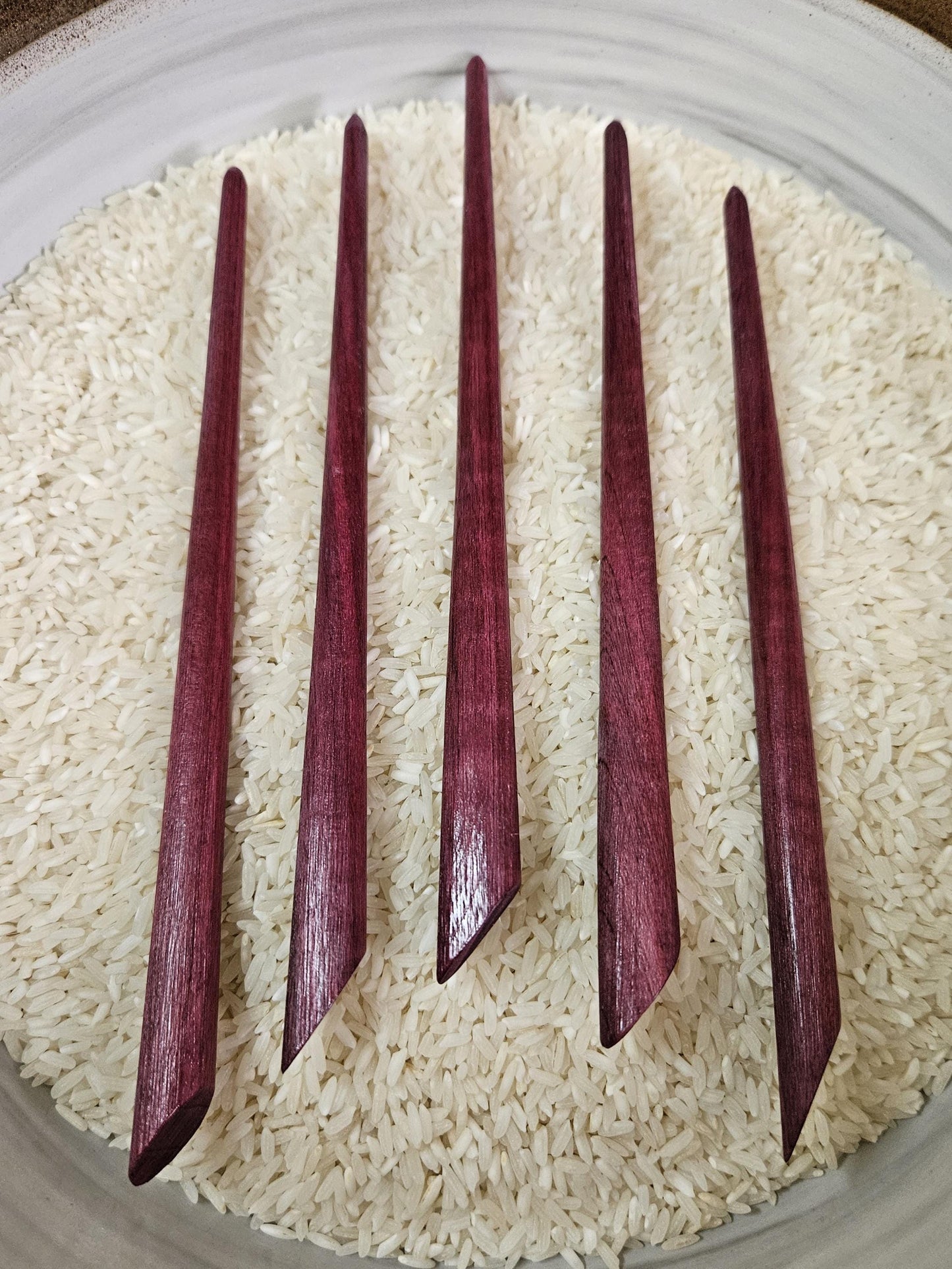 Purpleheart Wood Hair Stick – Handmade Angled Top Hair Pin for Buns & Updos | Natural Purple Wooden Hairstick for Long Hair