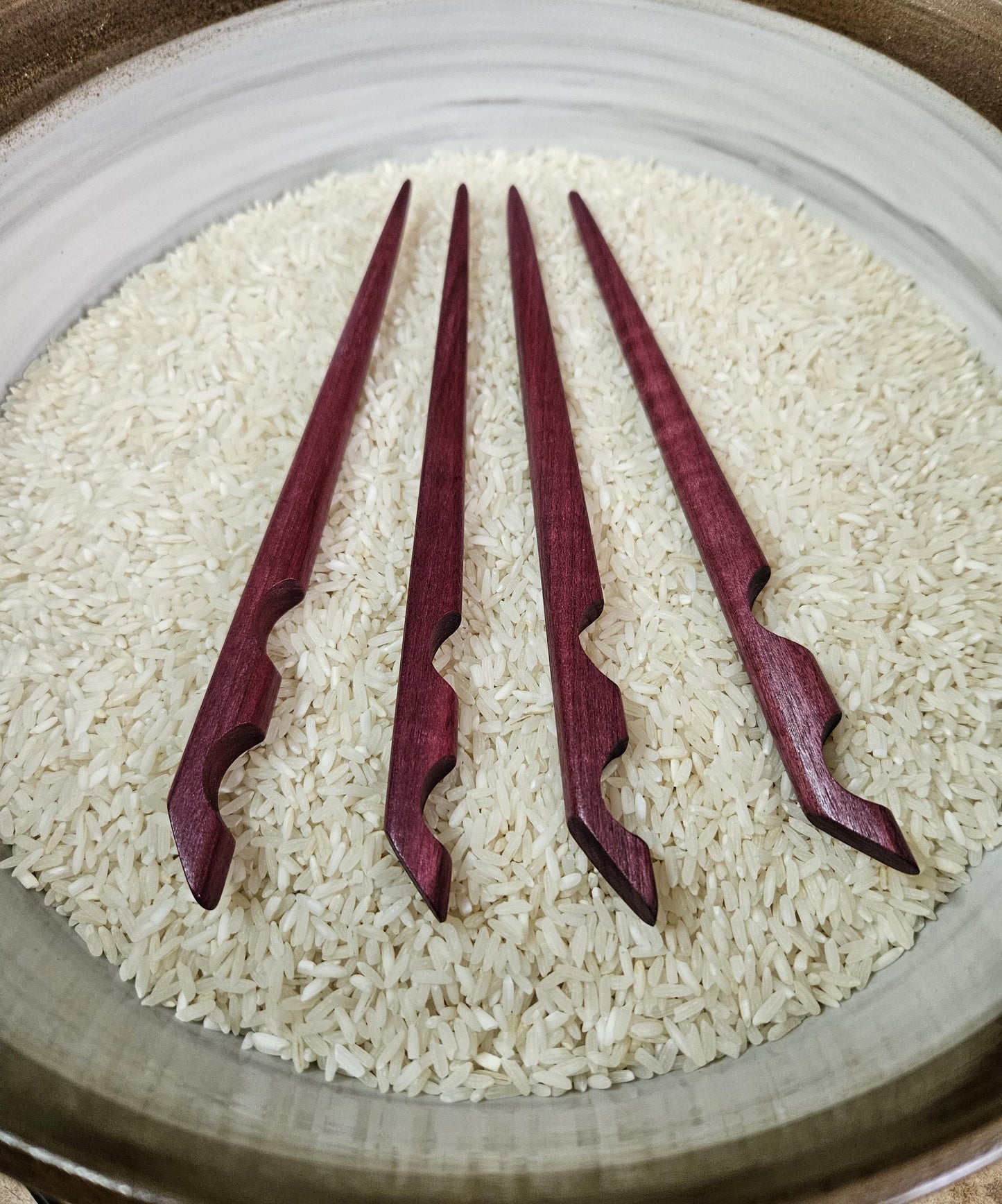 Purpleheart Wood Hair Stick – Handmade Sculpted Hair Pin for Long Hair & Buns | Carved Purple Wooden Hairstick for Updos