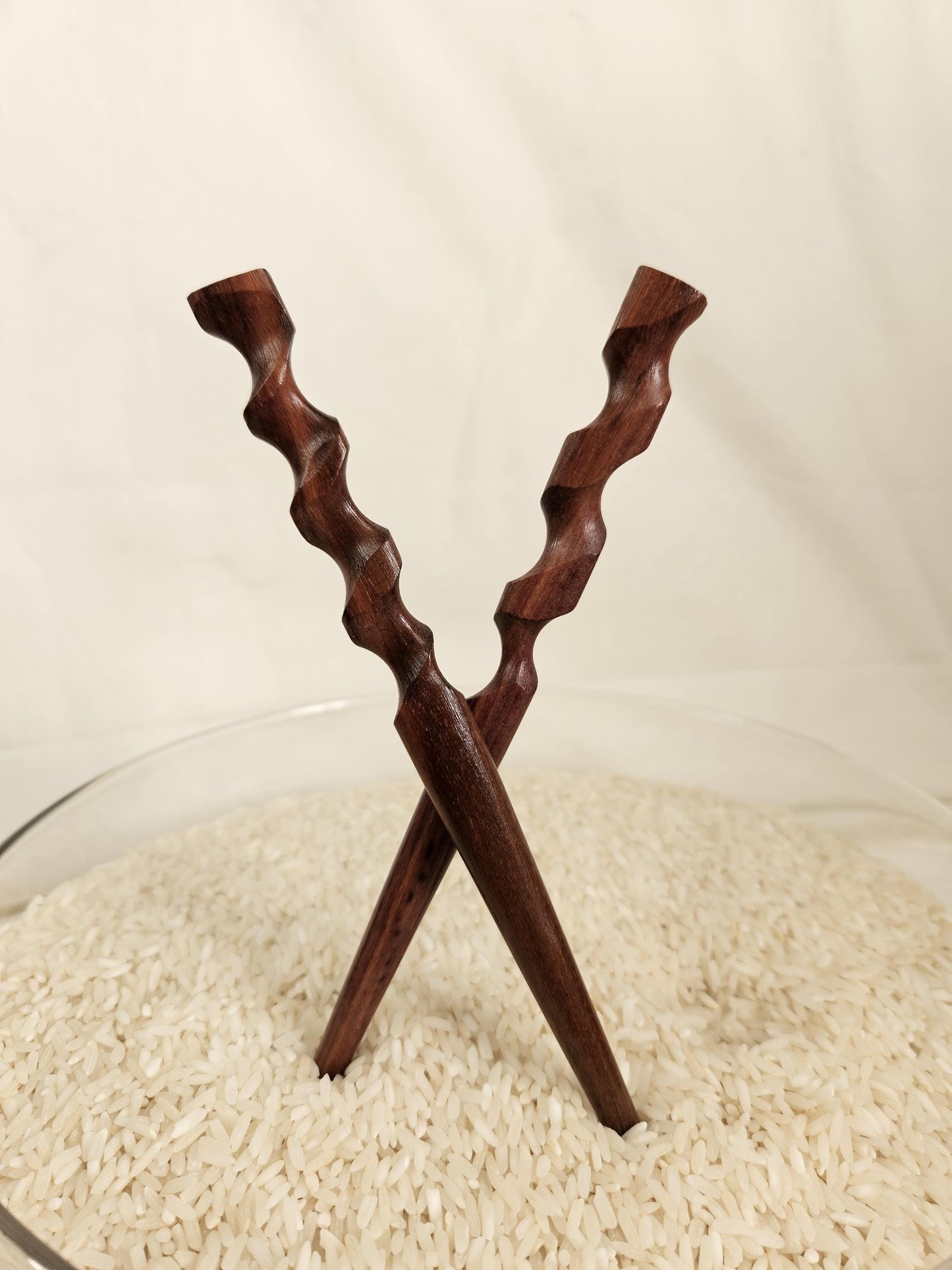 Katalox Wood Wavy Hair Stick – Handmade Wooden Hair Pin for Buns & Thick Hair | Sculpted Exotic Hair Stick Accessory