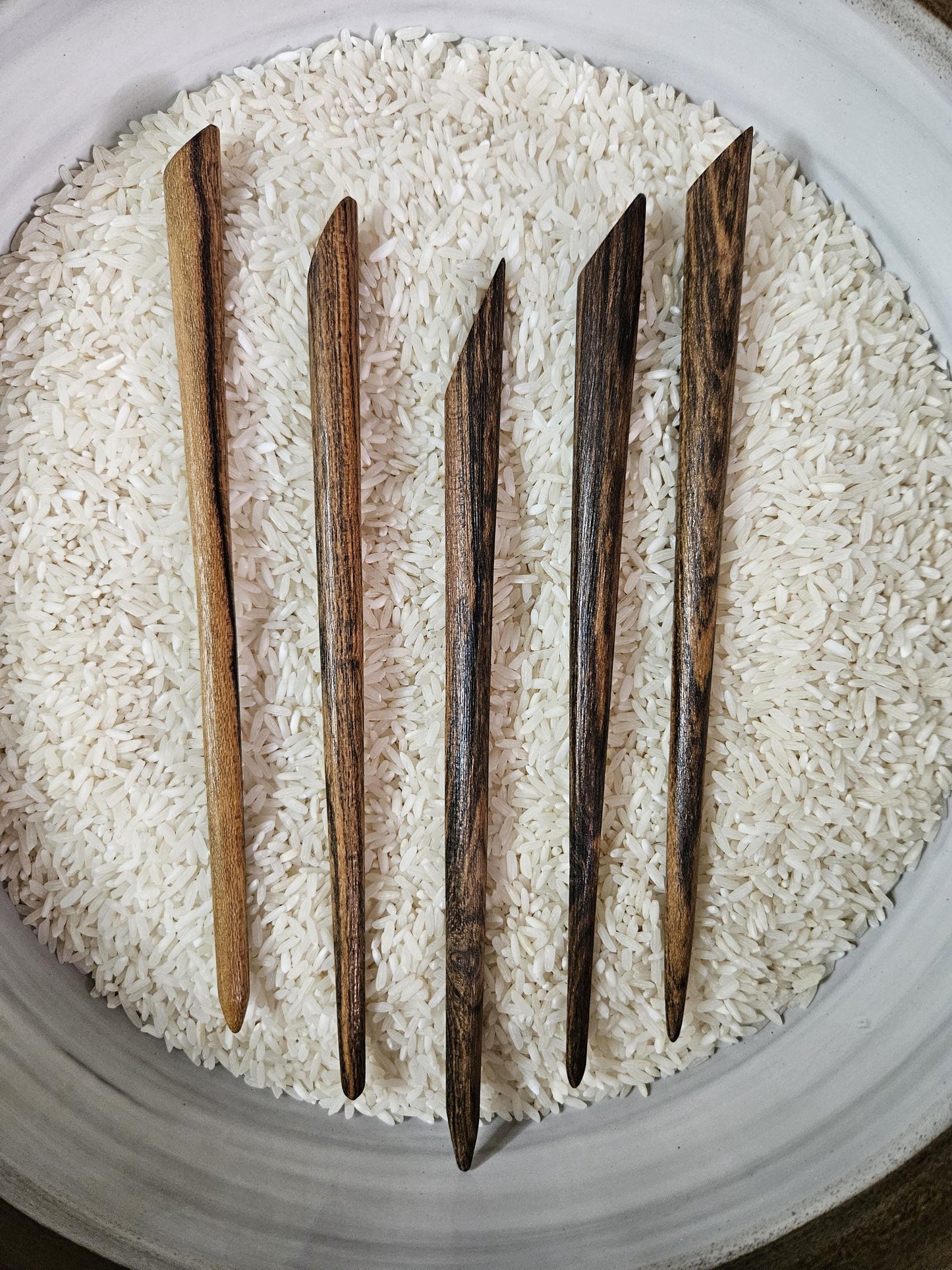 Bocote Wood Hair Stick – Handmade Sloped Top Hair Pin | Exotic Natural Wood Hairstick for Long Hair & Updos