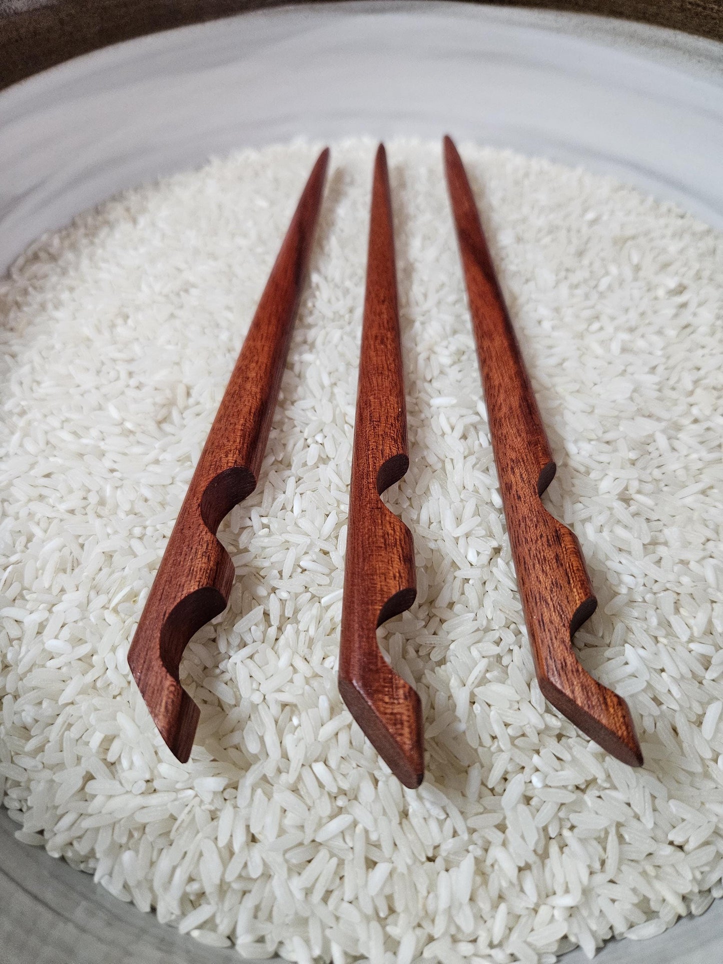 Bloodwood Hair Stick – Sculpted Geometric Design for Hair – Wooden Hair Fork – Handmade Exotic Wood Hair Accessory – Elegant Natural Gift