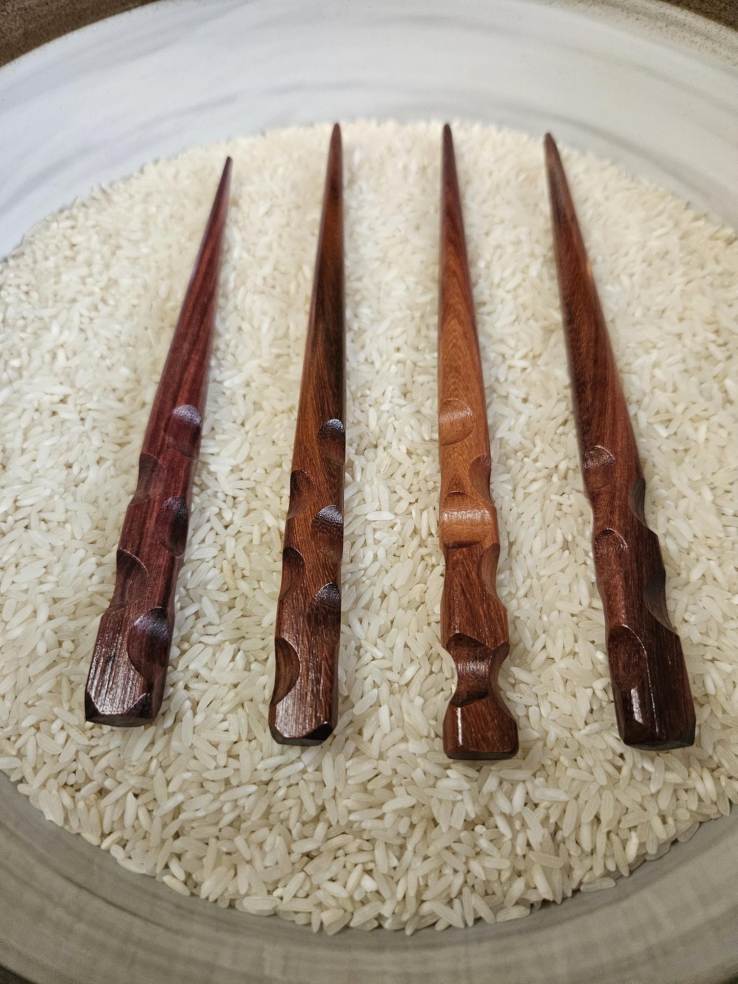 Katalox Wood Handmade Hair Stick – Carved Grip Wooden Hairstick for Buns & Updos | Natural Exotic Wood Hair Pin for Long Hair