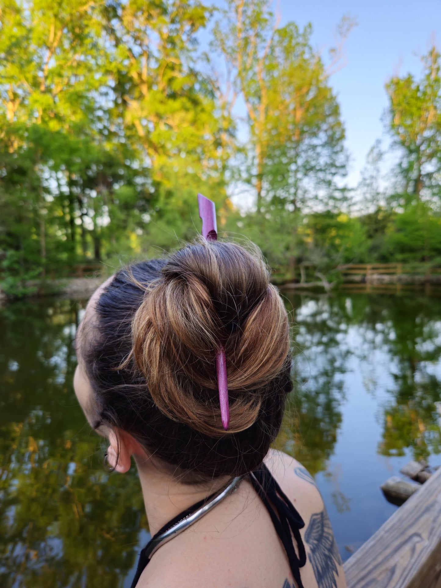 Bolivian Rosewood Handmade Spiral Hair Stick – Bolivian Rosewood Hair Pin for Bun & Updo | Exotic Wood Hairstick