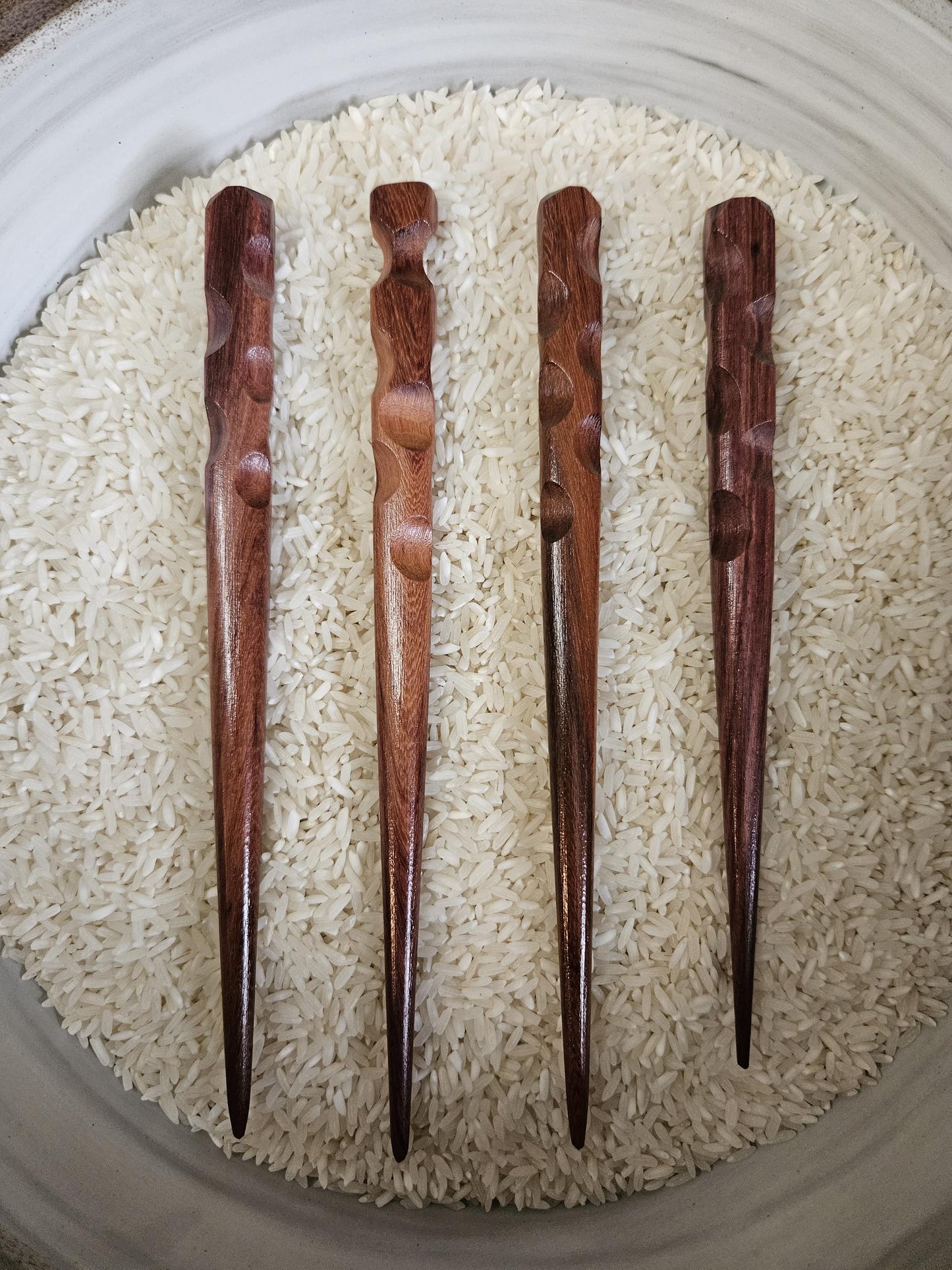 Katalox Wood Handmade Hair Stick – Carved Grip Wooden Hairstick for Buns & Updos | Natural Exotic Wood Hair Pin for Long Hair