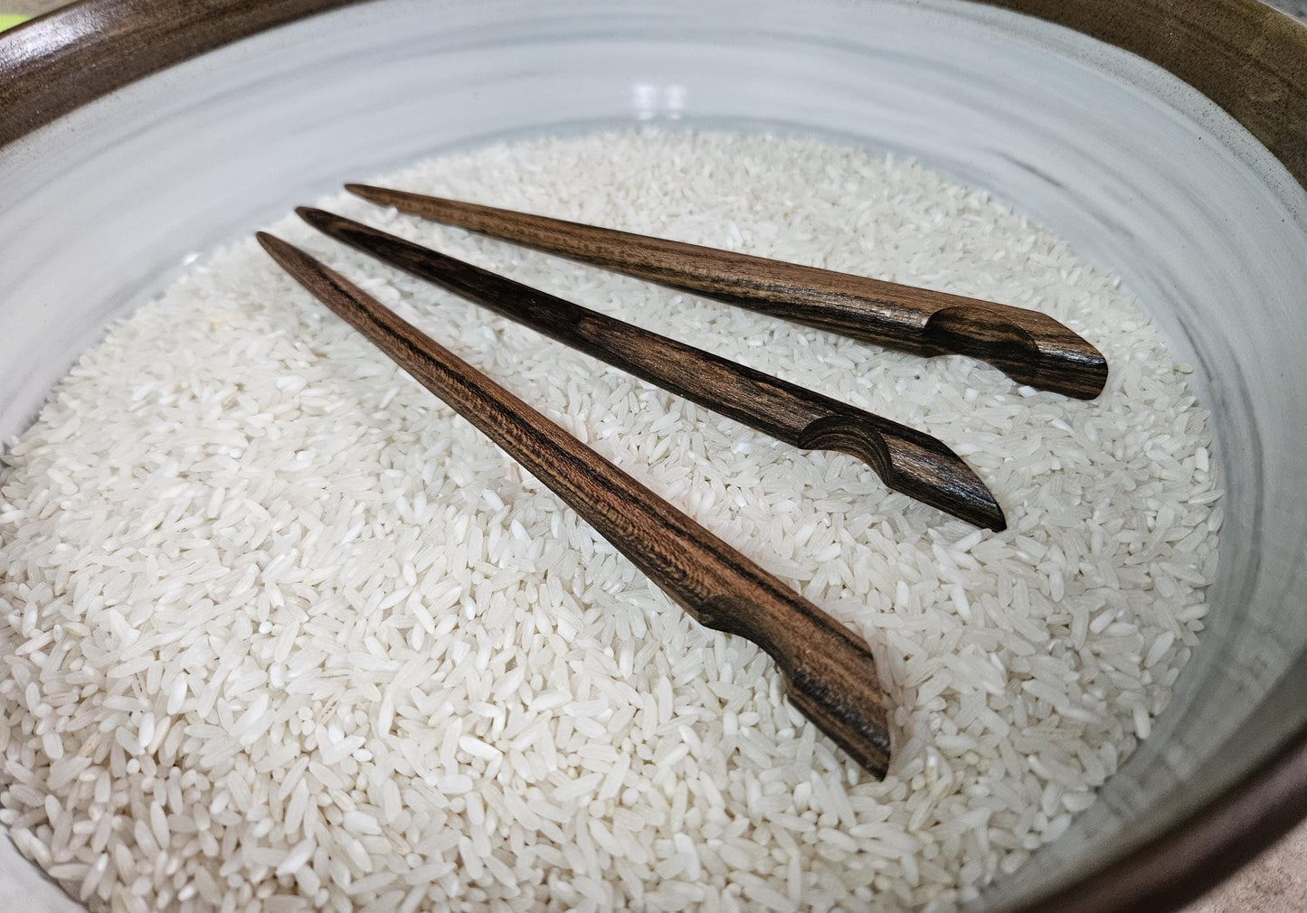 Bocote Wood Hair Stick – Handmade Notched Hair Pin with Carved Curves | Exotic Natural Wood Hairstick for Long Hair & Updos