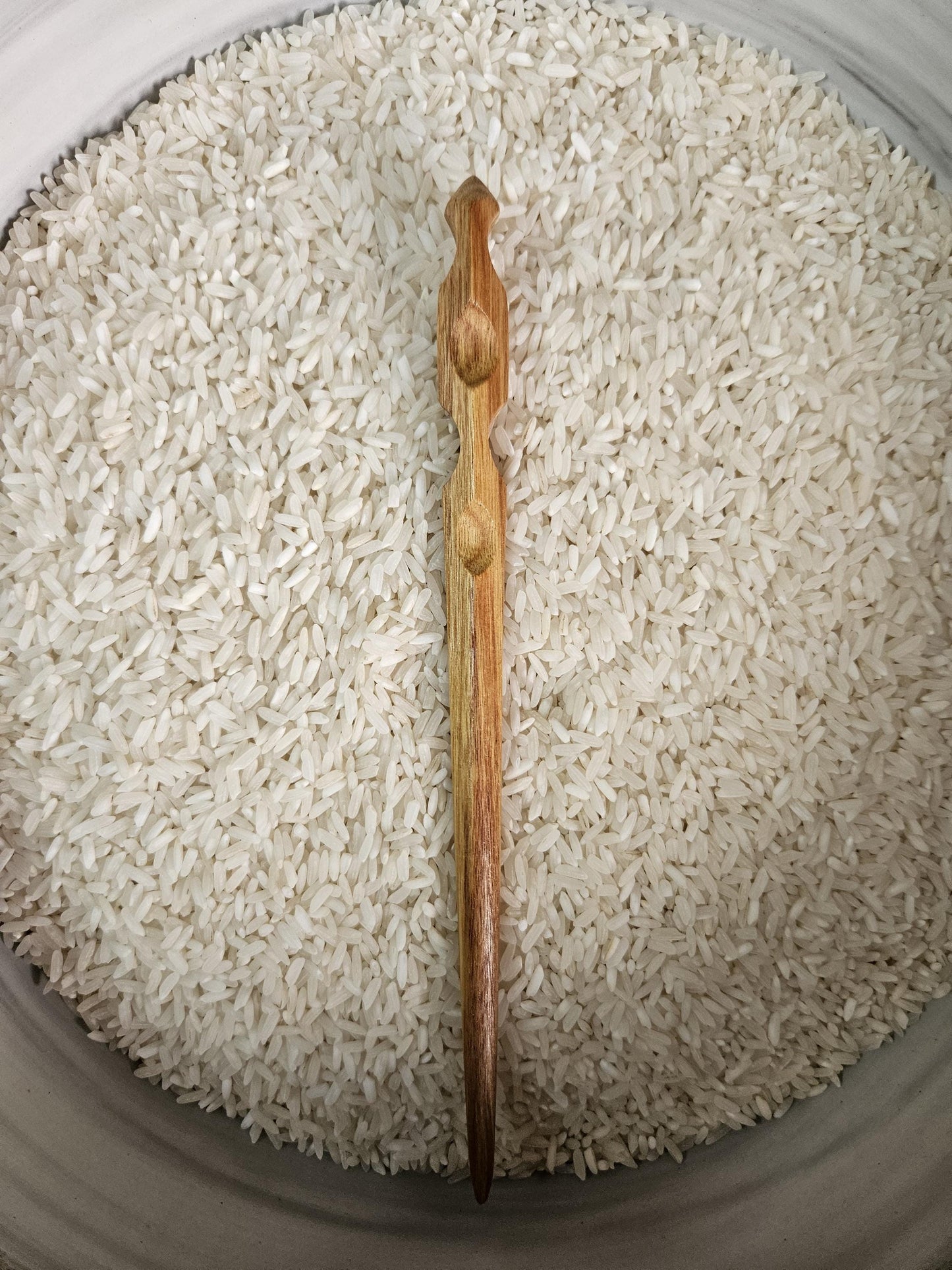 Handmade Canarywood Hair Stick – Carved Ridge Design | 7.5" - 8" Exotic Wood Pin