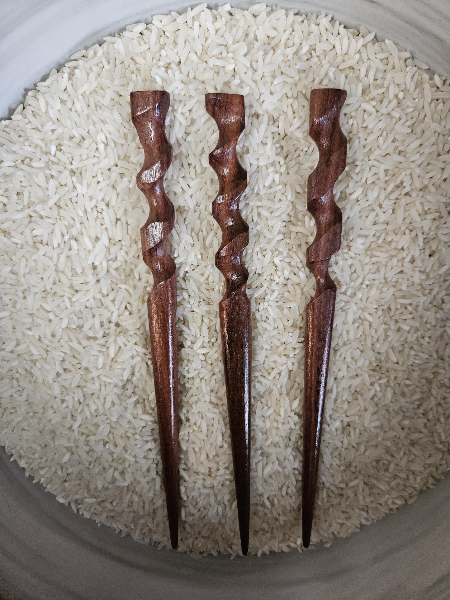 Katalox Wood Wavy Hair Stick – Handmade Wooden Hair Pin for Buns & Thick Hair | Sculpted Exotic Hair Stick Accessory