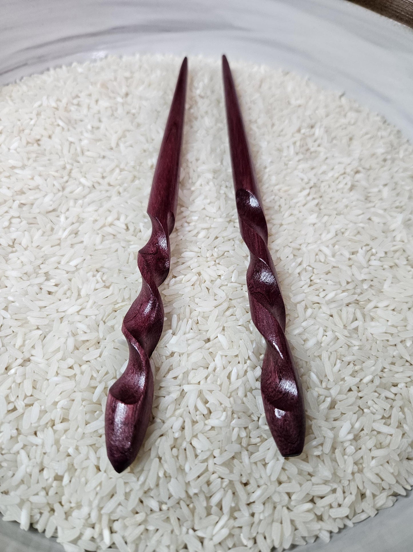 Purpleheart Wooden Hair Stick, Spiral Twisted Hair Pin for Stylish Buns and Updos, Handmade Natural Hair Accessory Gift