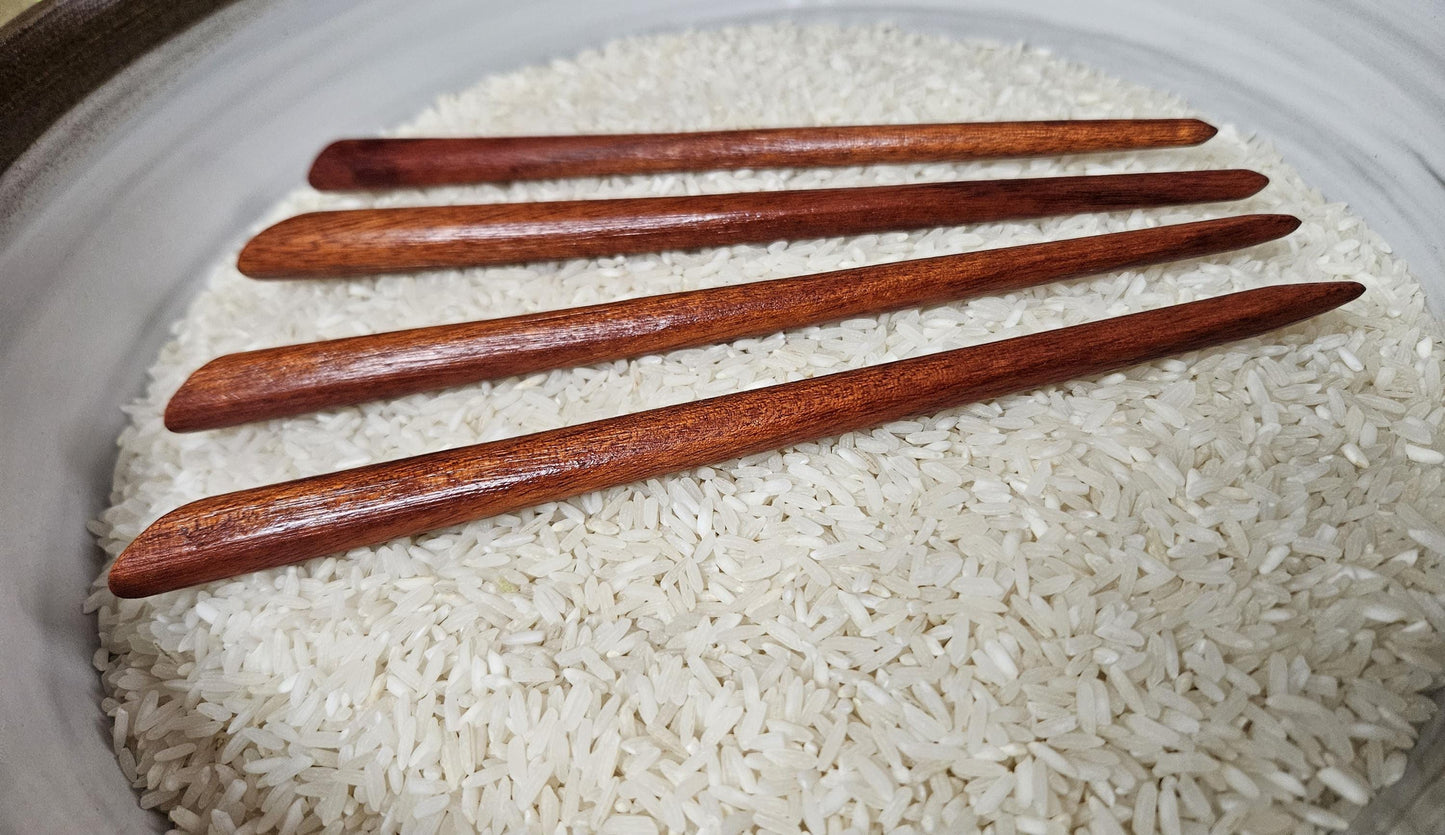 Bloodwood Handmade Hair Stick – Sloped Top Wooden Hair Pin for Updos & Buns