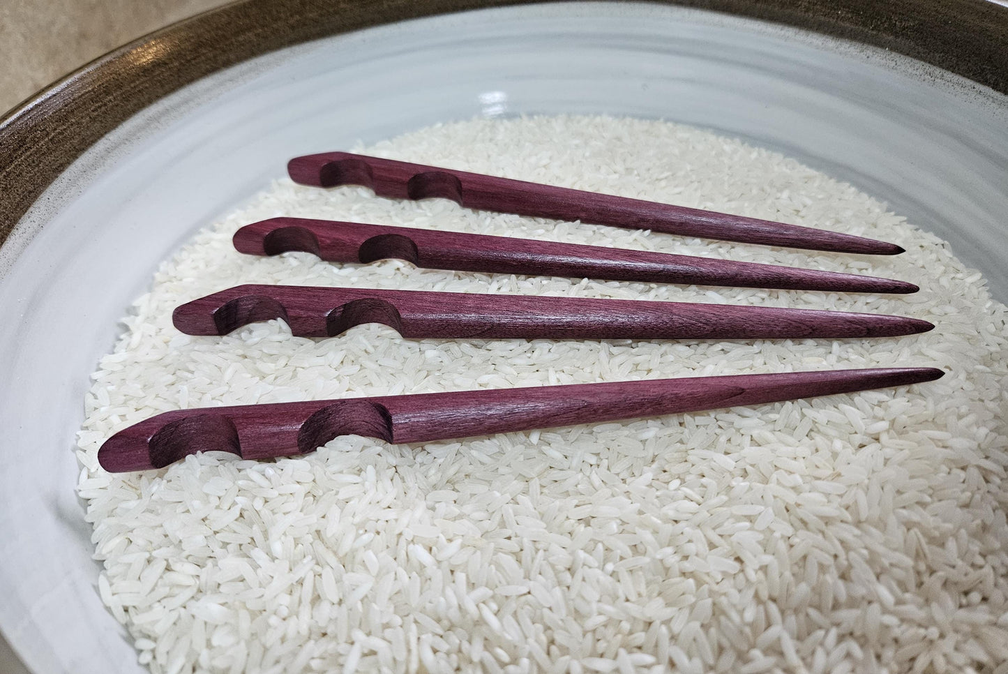 Purpleheart Wood Hair Stick – Handmade Sculpted Hair Pin for Long Hair & Buns | Carved Purple Wooden Hairstick for Updos