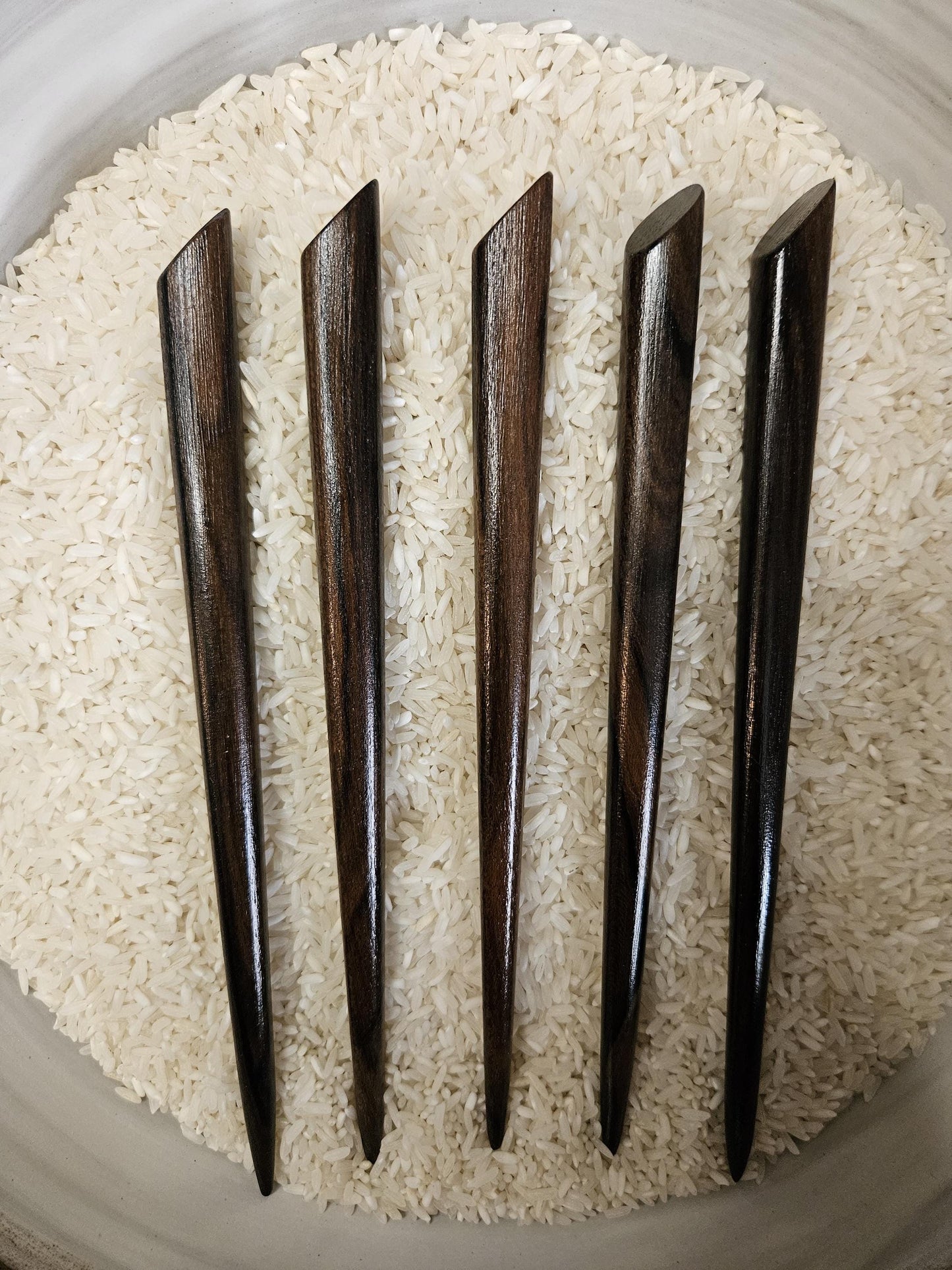 Ziricote Wood Hair Stick – Handmade Angled Top Wooden Hair Pin for Buns & Updos | Dark Exotic Wood Hairstick for Long Hair
