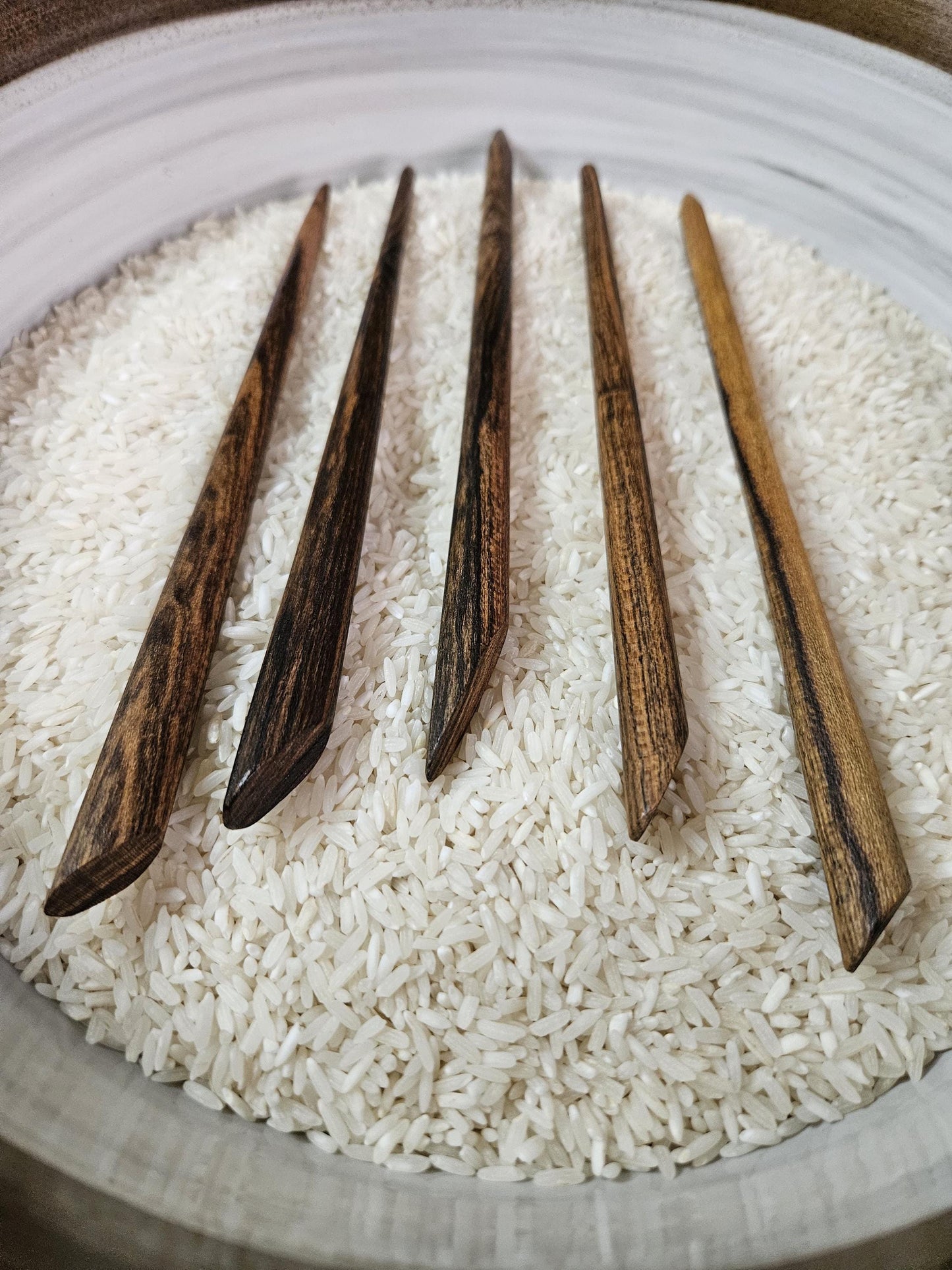 Bocote Wood Hair Stick – Handmade Sloped Top Hair Pin | Exotic Natural Wood Hairstick for Long Hair & Updos