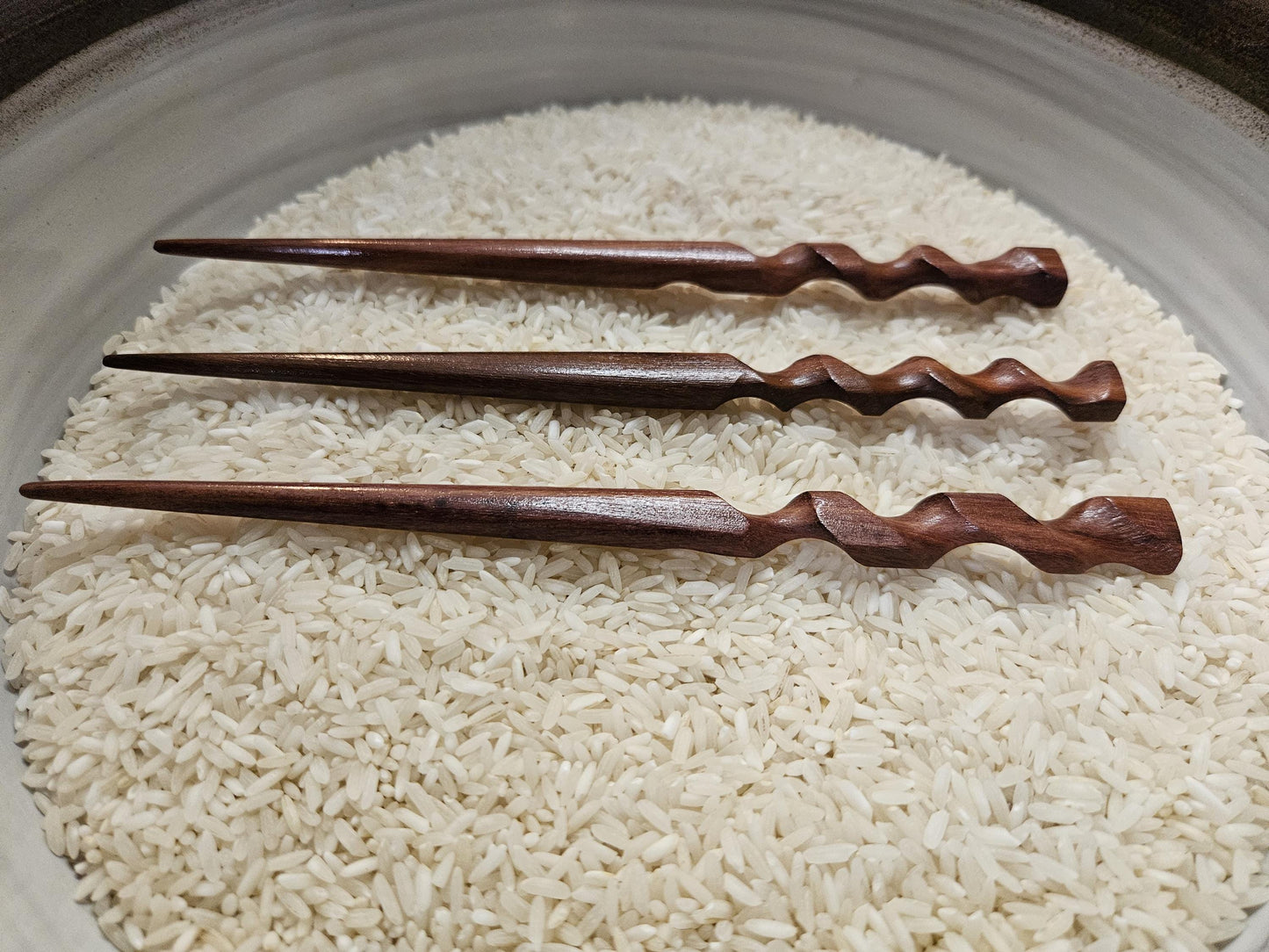 Katalox Wood Wavy Hair Stick – Handmade Wooden Hair Pin for Buns & Thick Hair | Sculpted Exotic Hair Stick Accessory