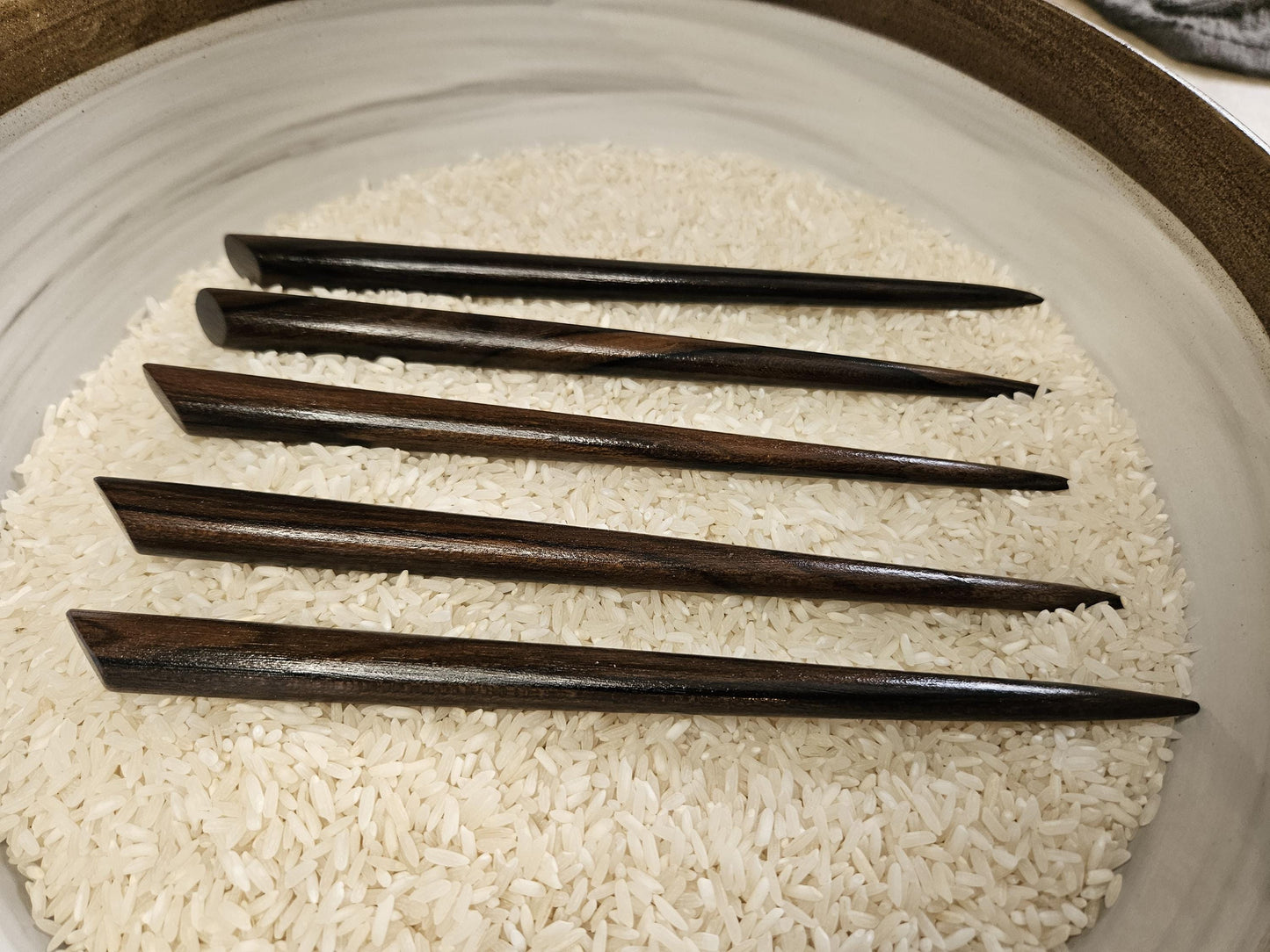 Ziricote Wood Hair Stick – Handmade Angled Top Wooden Hair Pin for Buns & Updos | Dark Exotic Wood Hairstick for Long Hair