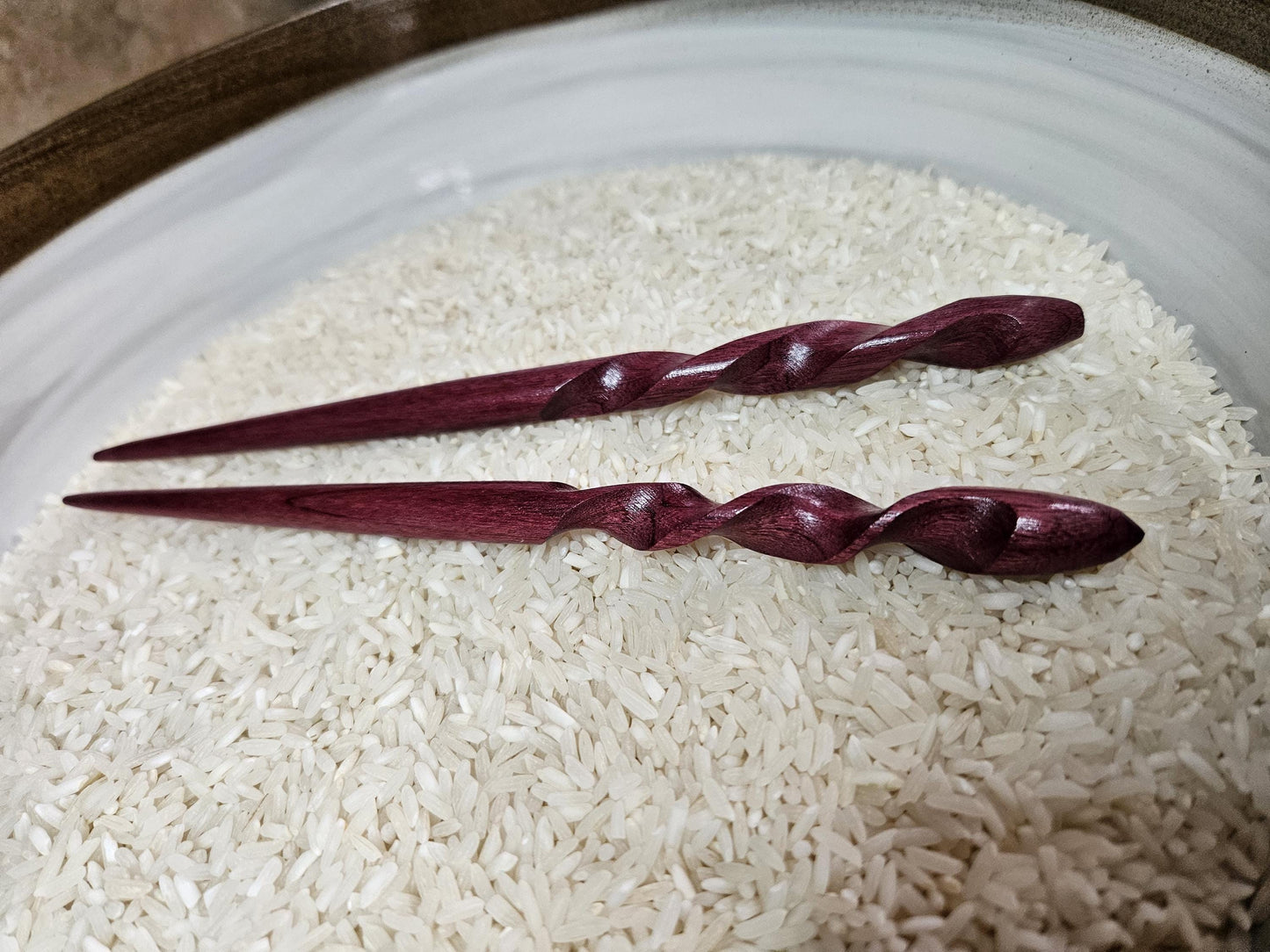 Purpleheart Wooden Hair Stick, Spiral Twisted Hair Pin for Stylish Buns and Updos, Handmade Natural Hair Accessory Gift