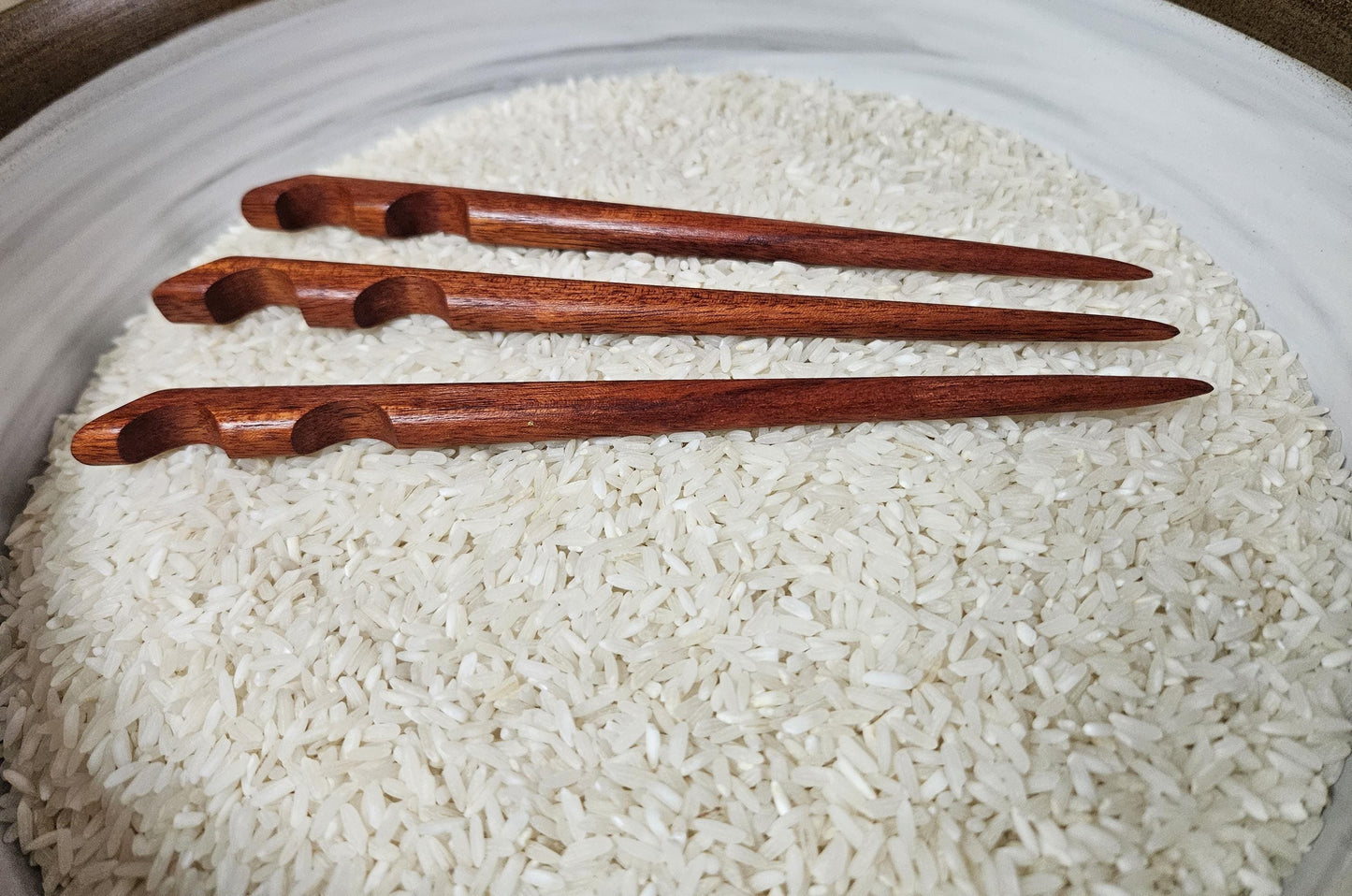 Bloodwood Hair Stick – Sculpted Geometric Design for Hair – Wooden Hair Fork – Handmade Exotic Wood Hair Accessory – Elegant Natural Gift