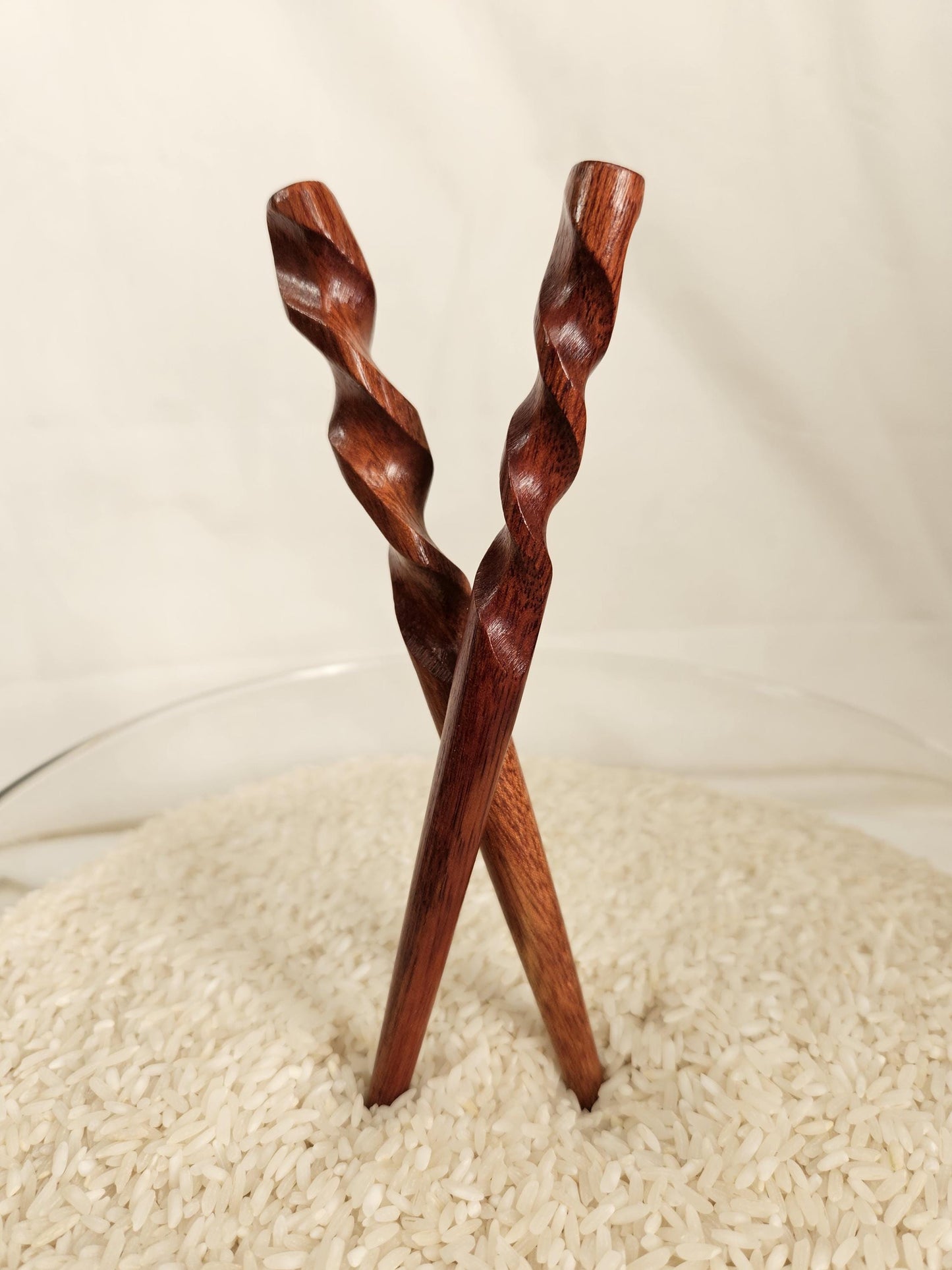 Bloodwood Handmade Hair Stick – Elegant Spiral Carved Hair Fork for Updos and Buns