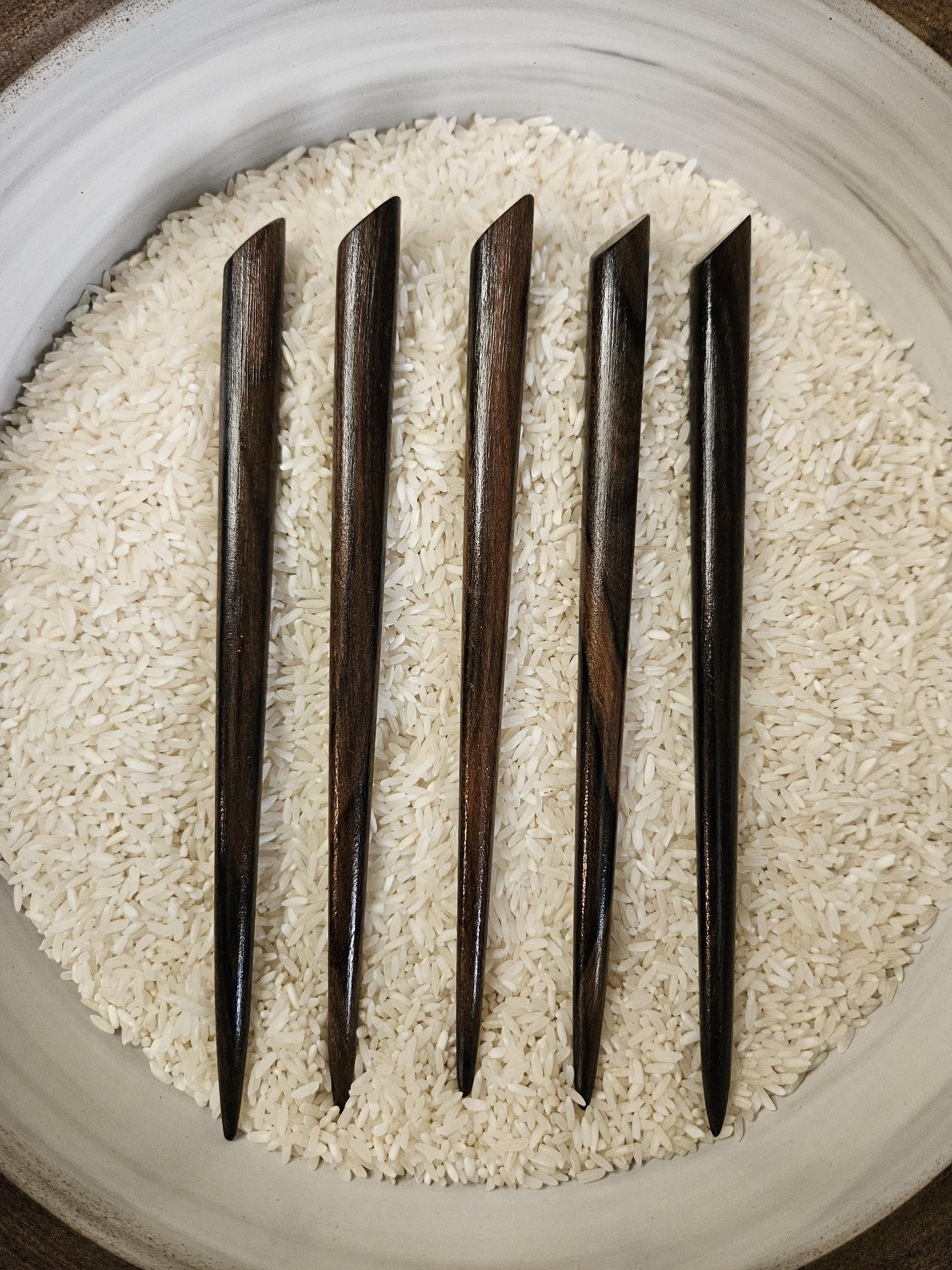 Ziricote Wood Hair Stick – Handmade Angled Top Wooden Hair Pin for Buns & Updos | Dark Exotic Wood Hairstick for Long Hair