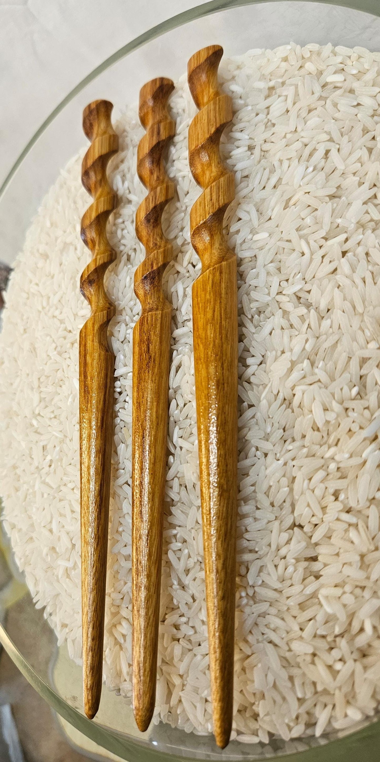 Canarywood Helix Hair Stick 8" Spiral Updo Pin - Natural South American Wood Hair Accessory for All Hair Types
