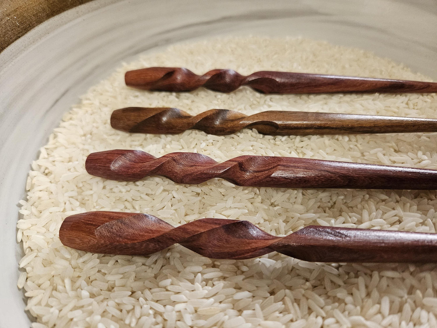 Katalox Wood Handmade Hair Stick – Spiral Top Hair Accessory for Buns & Updos | Exotic Wooden Hairstick
