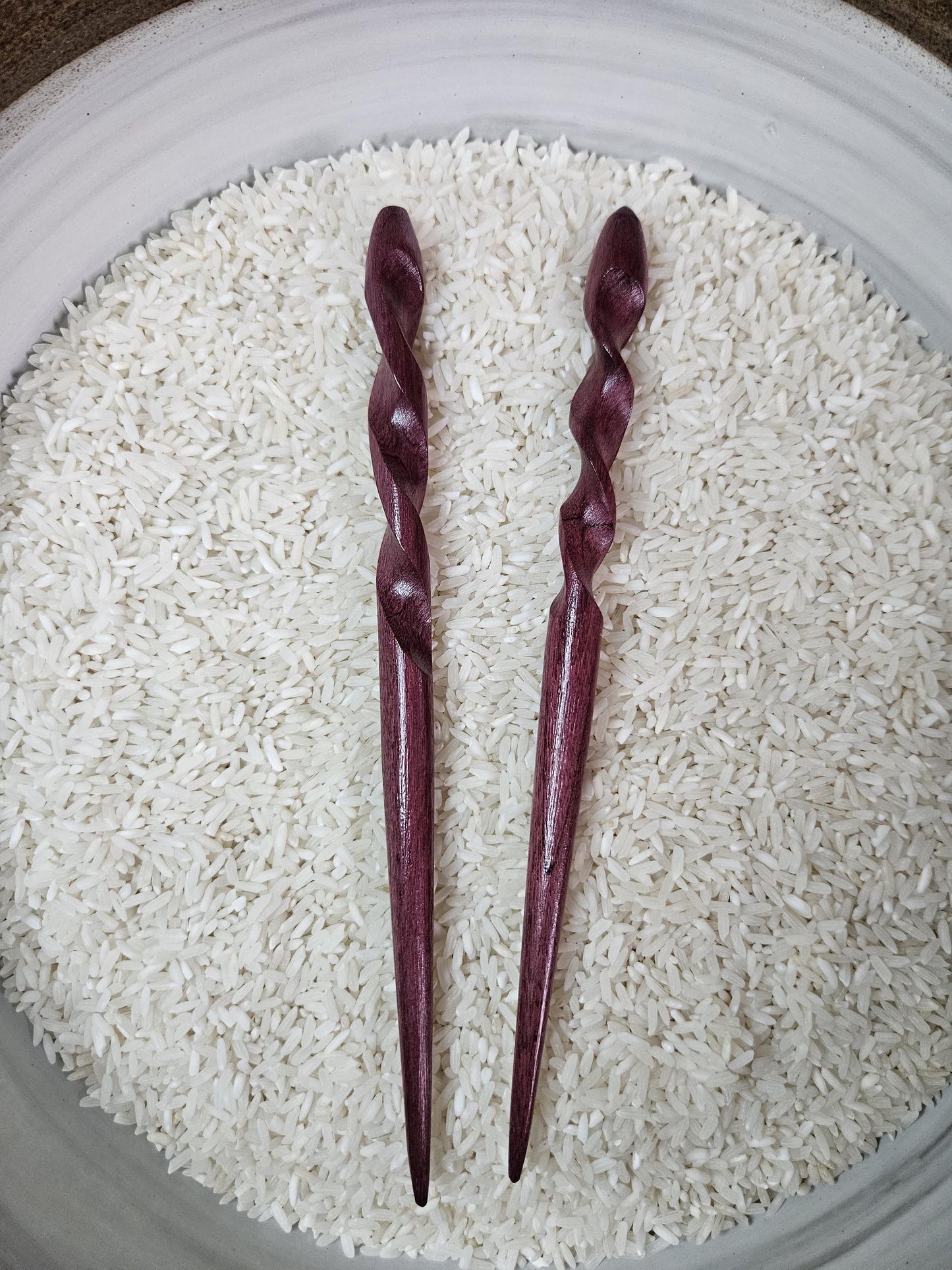 Purpleheart Wooden Hair Stick, Spiral Twisted Hair Pin for Stylish Buns and Updos, Handmade Natural Hair Accessory Gift