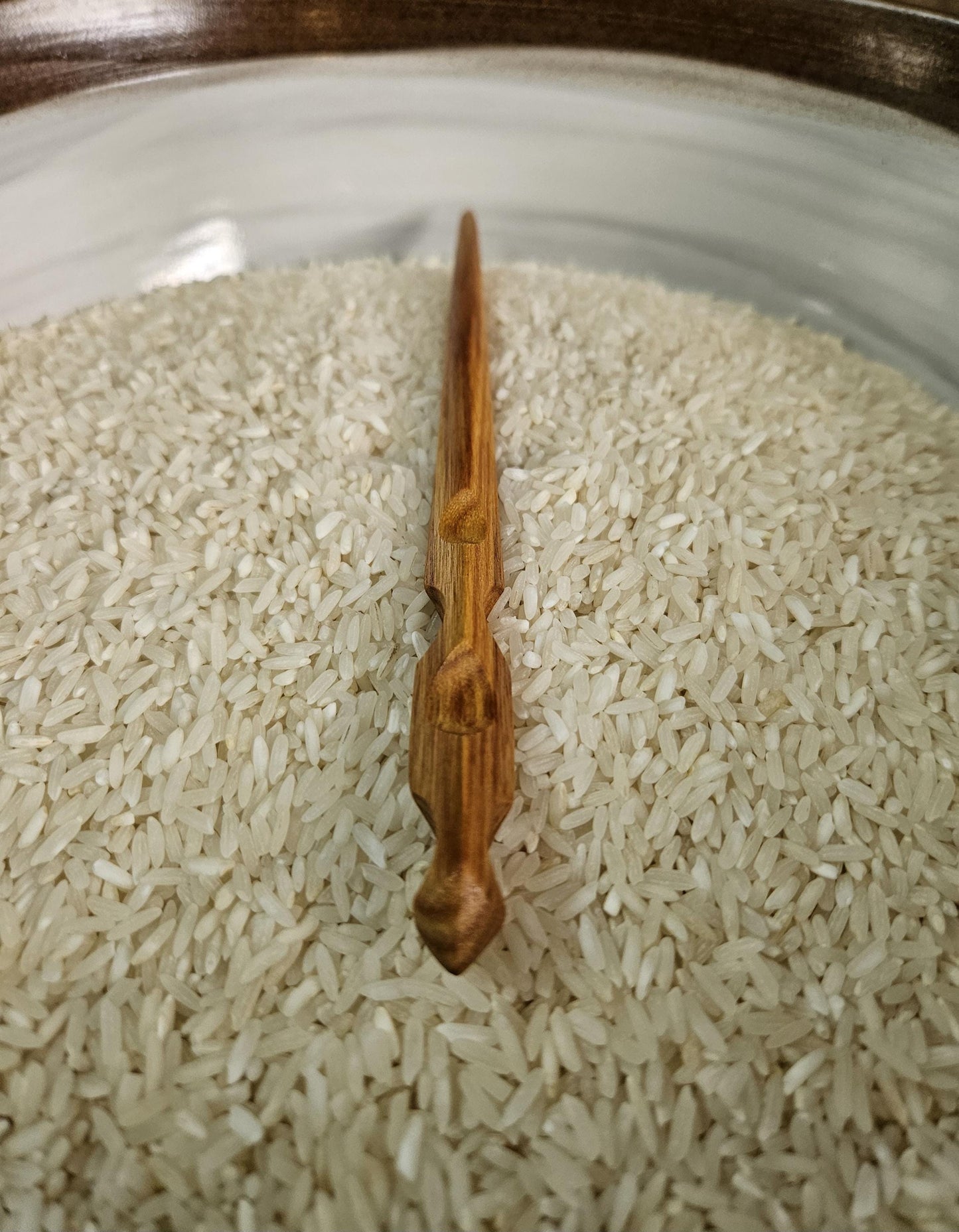 Handmade Canarywood Hair Stick – Carved Ridge Design | 7.5" - 8" Exotic Wood Pin