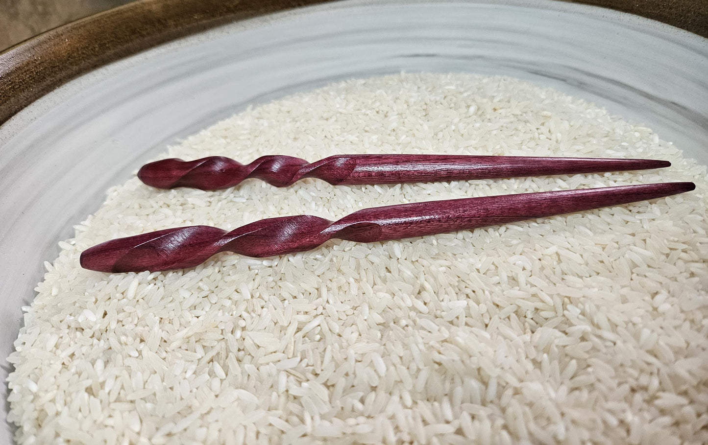 Purpleheart Wooden Hair Stick, Spiral Twisted Hair Pin for Stylish Buns and Updos, Handmade Natural Hair Accessory Gift