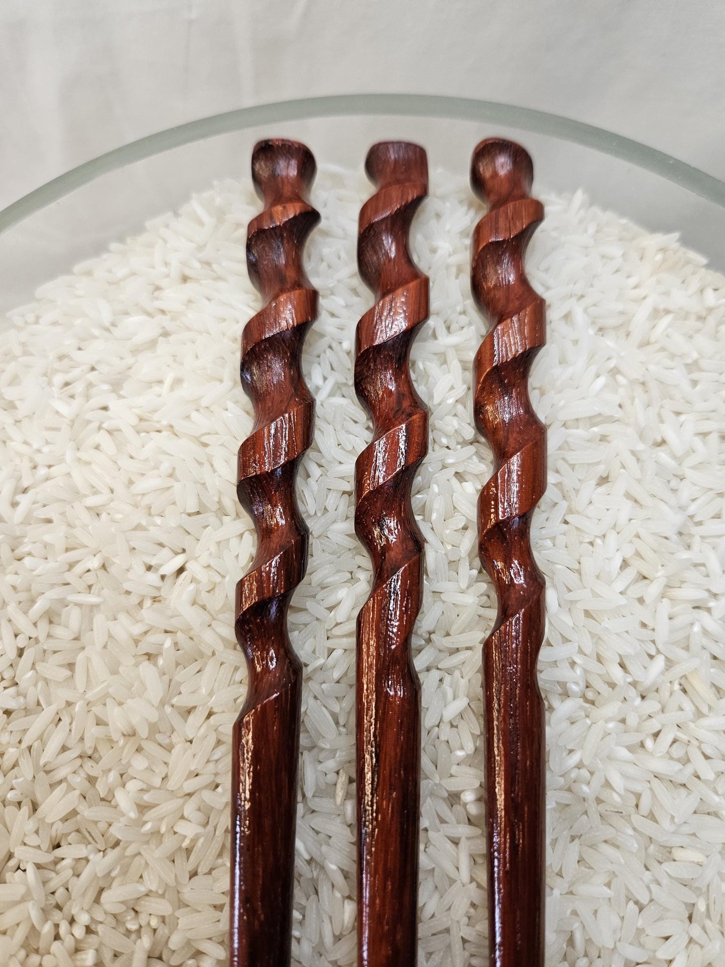 African Padauk Helix Hair Stick, 8" Spiral Design | Padauk Handmade Updo Pin • Natural Finish for All Hair Types