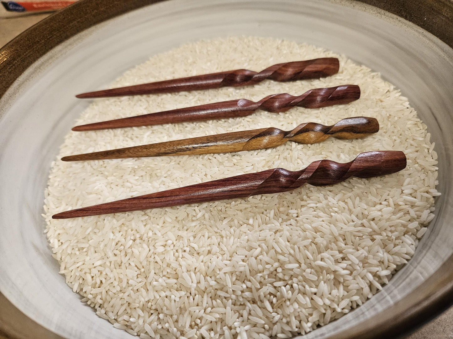 Katalox Wood Handmade Hair Stick – Spiral Top Hair Accessory for Buns & Updos | Exotic Wooden Hairstick