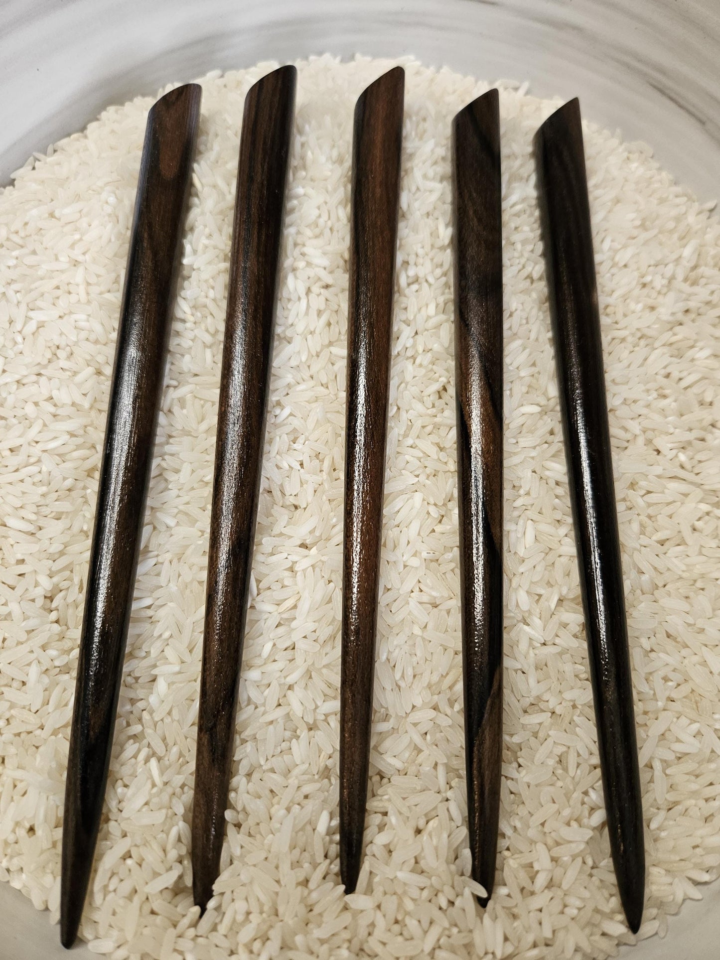 Ziricote Wood Hair Stick – Handmade Angled Top Wooden Hair Pin for Buns & Updos | Dark Exotic Wood Hairstick for Long Hair