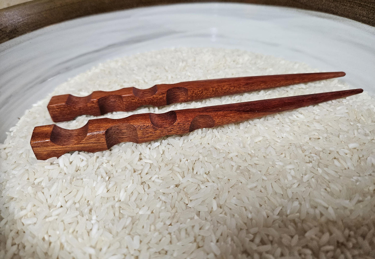 Bloodwood Handmade Hair Stick – Carved Wood Hair Pin for Buns, Updos, and Natural Hairstyles