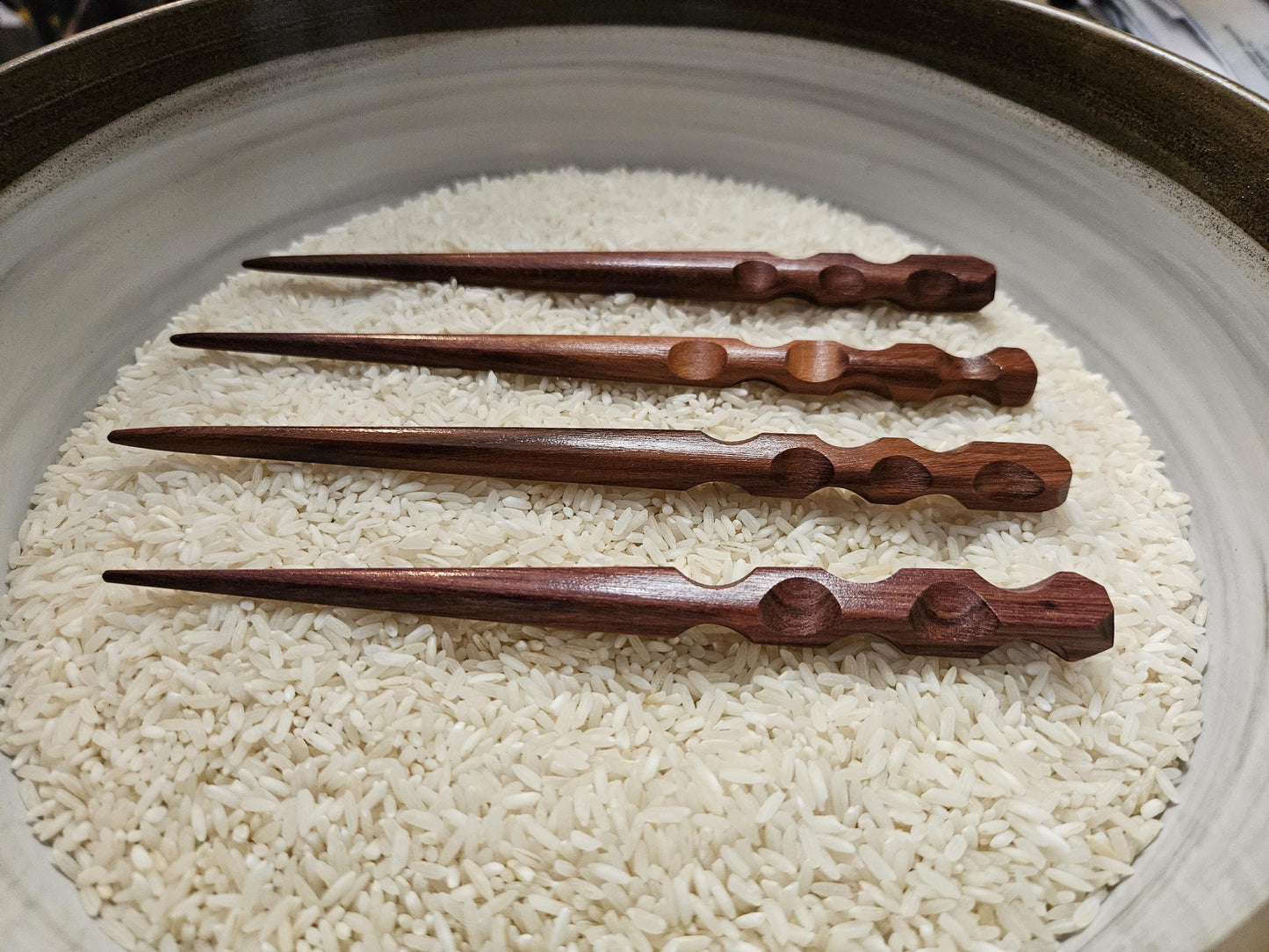 Katalox Wood Handmade Hair Stick – Carved Grip Wooden Hairstick for Buns & Updos | Natural Exotic Wood Hair Pin for Long Hair