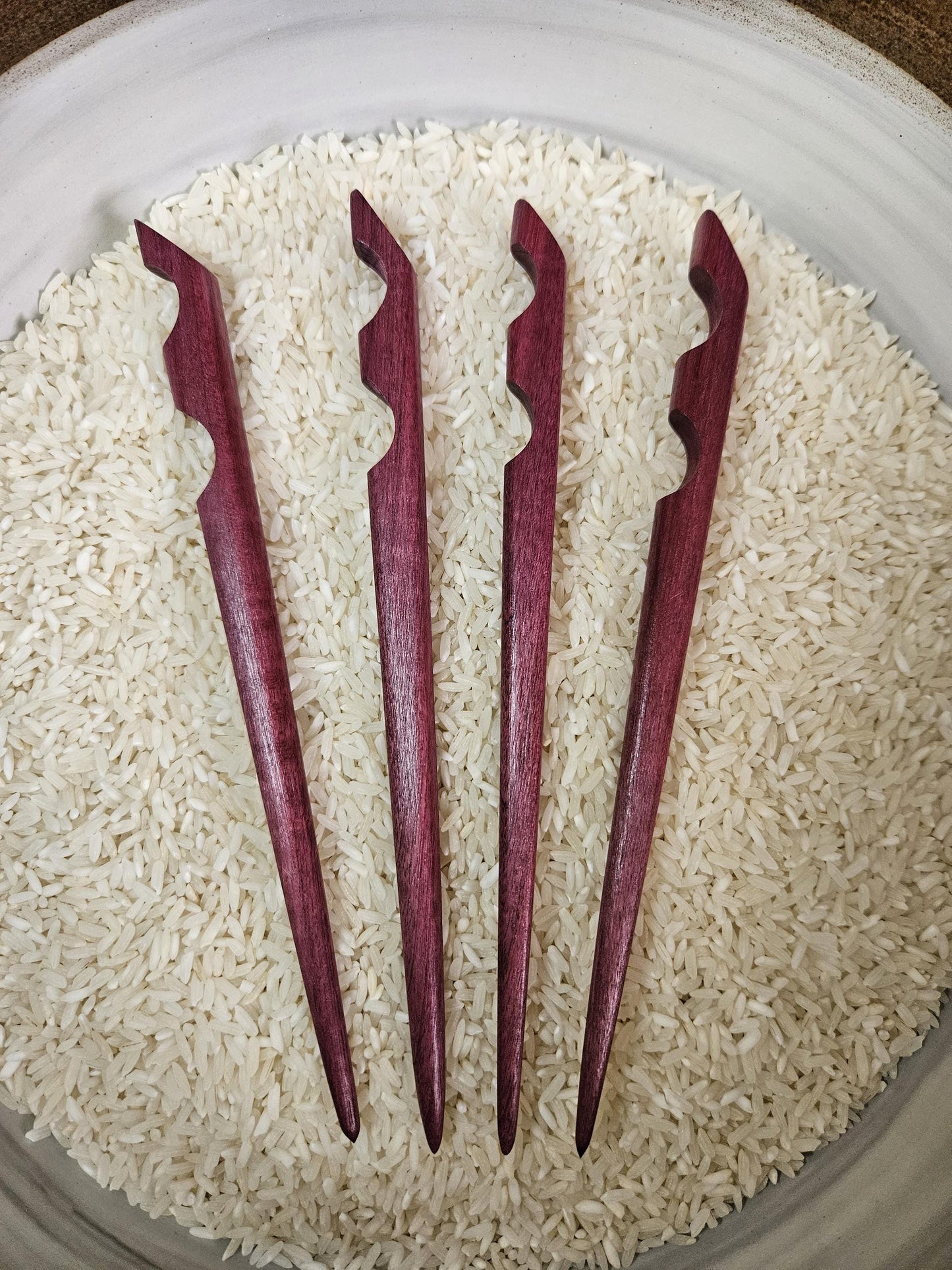 Purpleheart Wood Hair Stick – Handmade Sculpted Hair Pin for Long Hair & Buns | Carved Purple Wooden Hairstick for Updos
