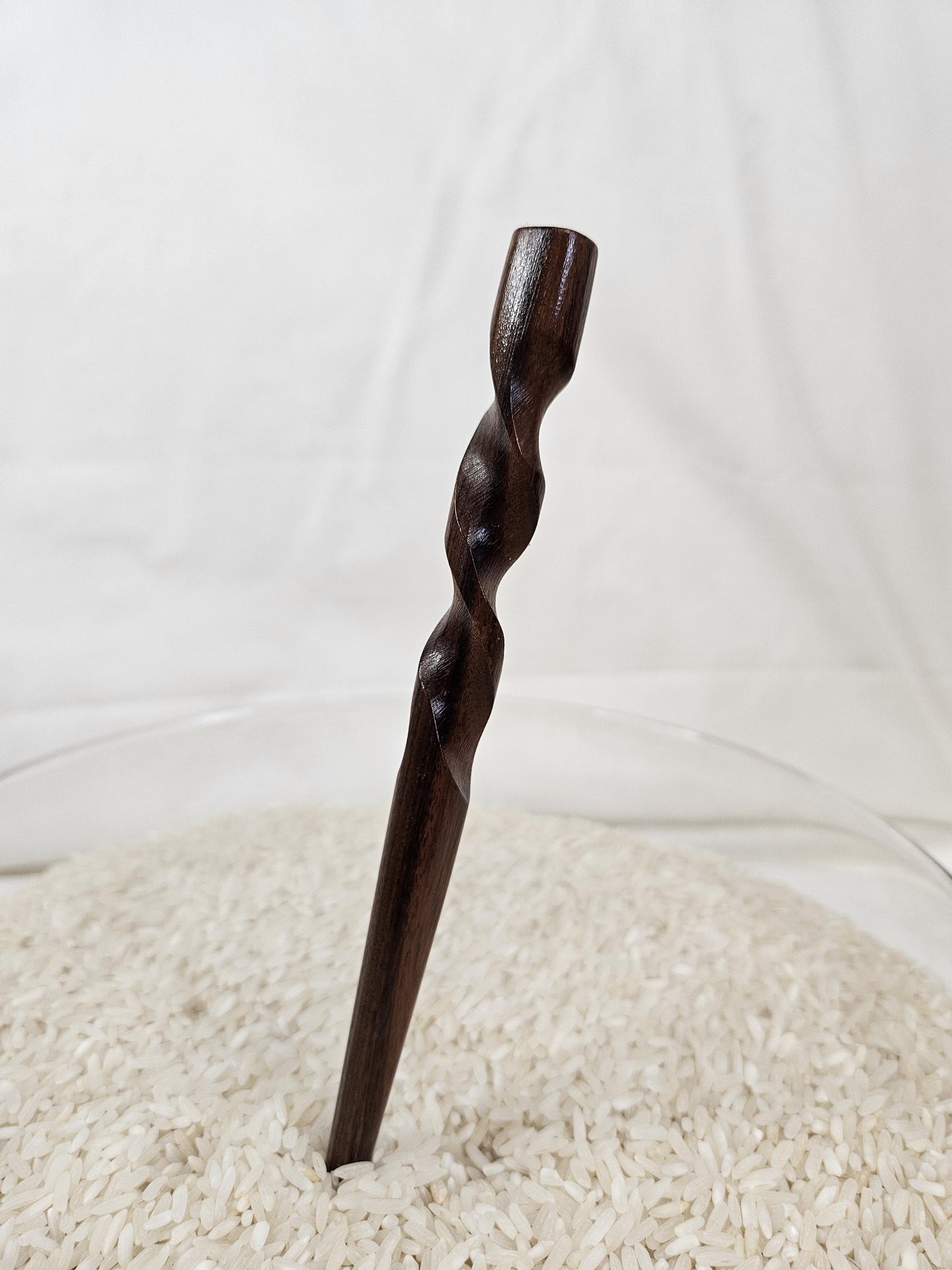 Bolivian Rosewood Handmade Spiral Hair Stick – Bolivian Rosewood Hair Pin for Bun & Updo | Exotic Wood Hairstick