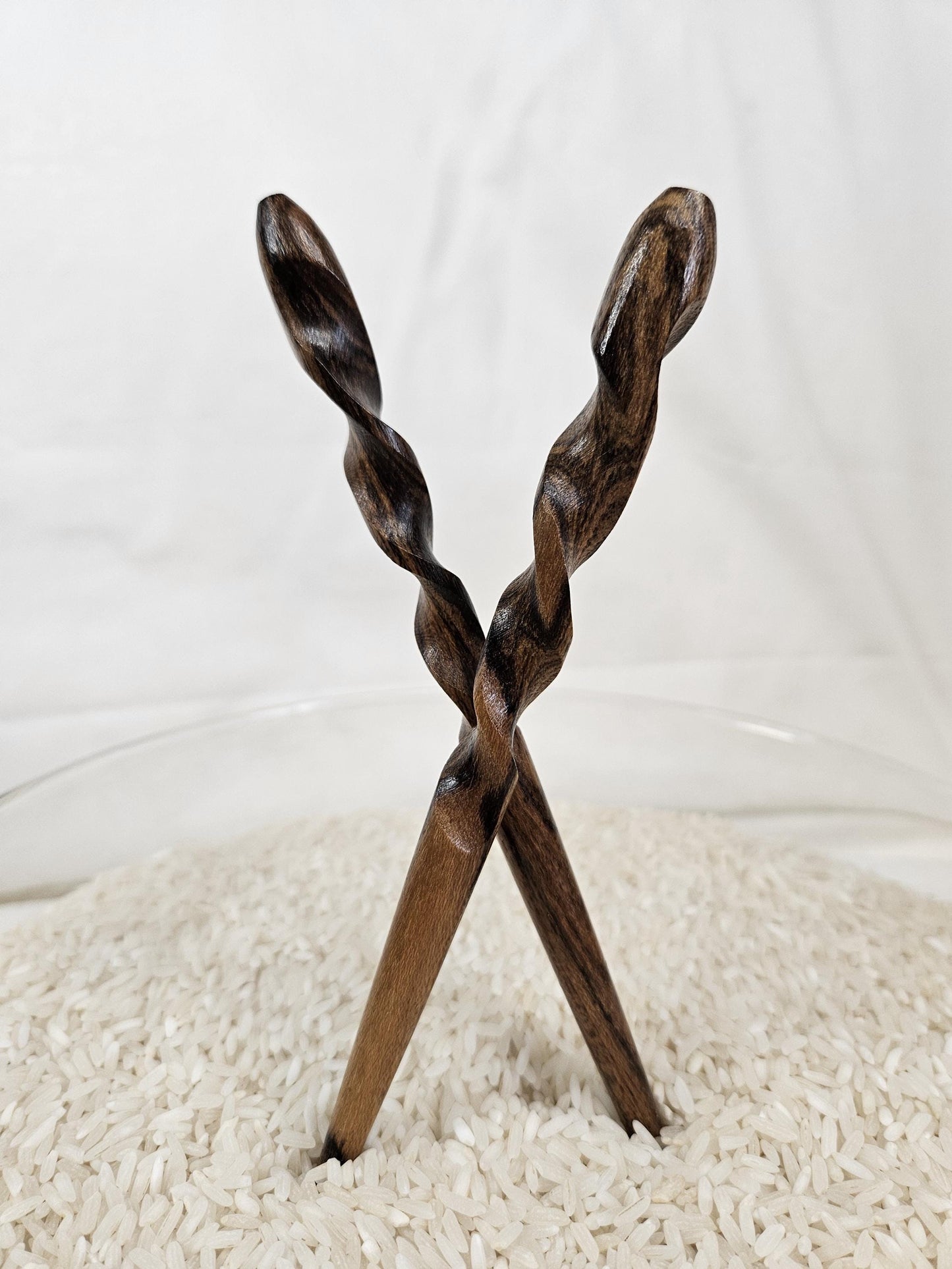 Bocote Wood Handmade Spiral Hair Stick – Natural Exotic Wood Hair Accessory for Secure Updos & Buns