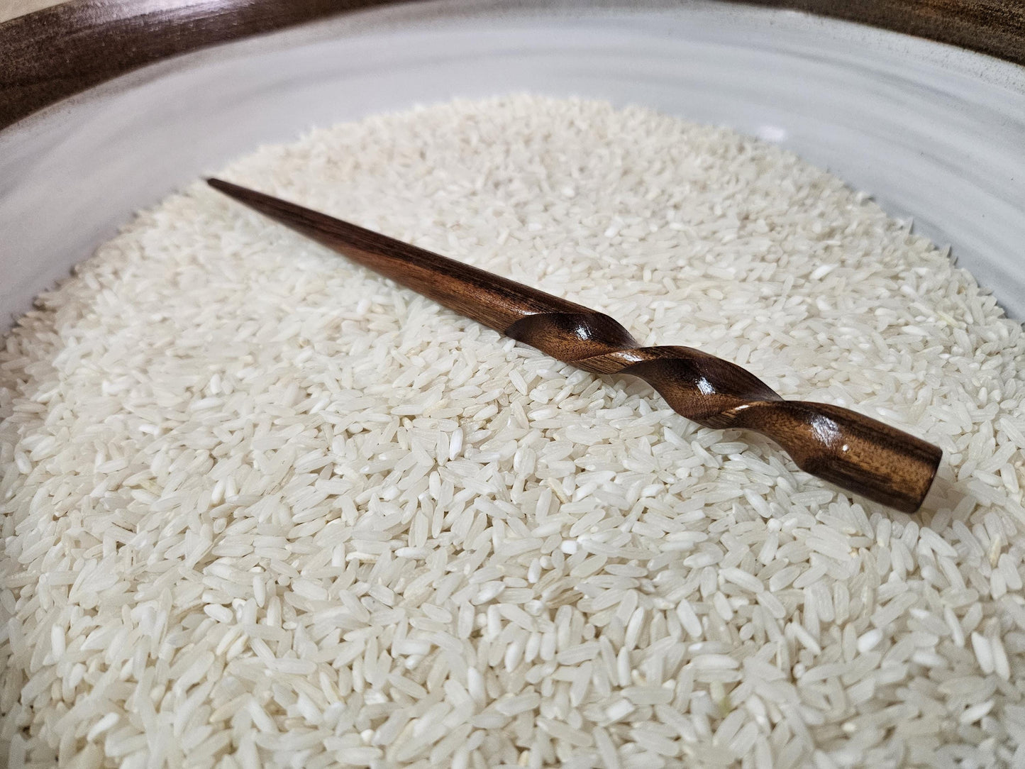 Bolivian Rosewood Handmade Spiral Hair Stick – Bolivian Rosewood Hair Pin for Bun & Updo | Exotic Wood Hairstick