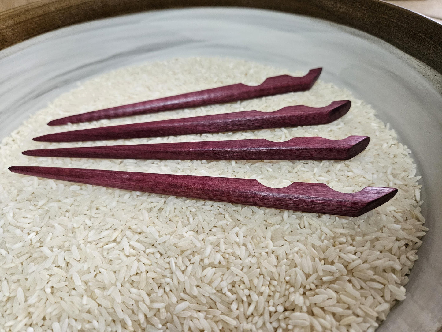 Purpleheart Wood Hair Stick – Handmade Sculpted Hair Pin for Long Hair & Buns | Carved Purple Wooden Hairstick for Updos