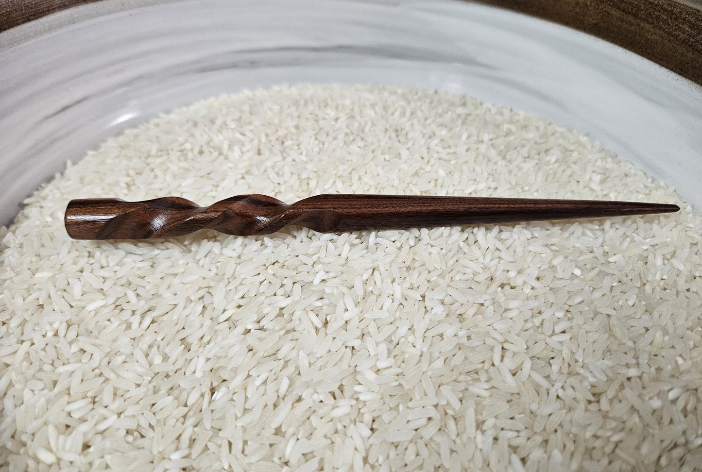 Bolivian Rosewood Handmade Spiral Hair Stick – Bolivian Rosewood Hair Pin for Bun & Updo | Exotic Wood Hairstick