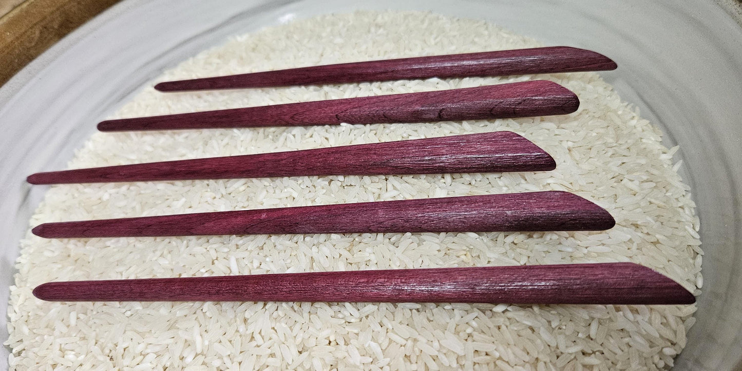 Purpleheart Wood Hair Stick – Handmade Angled Top Hair Pin for Buns & Updos | Natural Purple Wooden Hairstick for Long Hair
