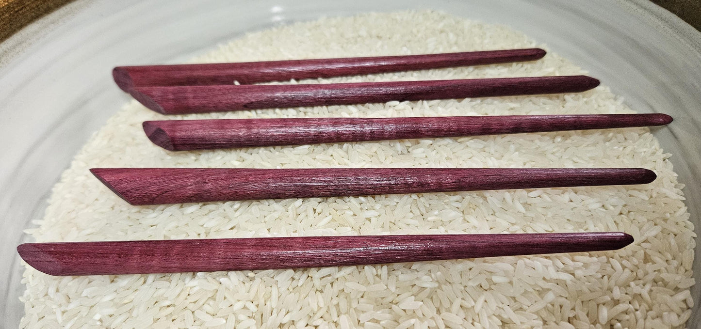 Purpleheart Wood Hair Stick – Handmade Angled Top Hair Pin for Buns & Updos | Natural Purple Wooden Hairstick for Long Hair