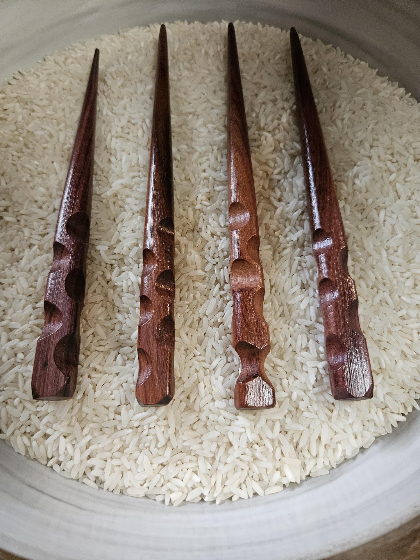 Katalox Wood Handmade Hair Stick – Carved Grip Wooden Hairstick for Buns & Updos | Natural Exotic Wood Hair Pin for Long Hair