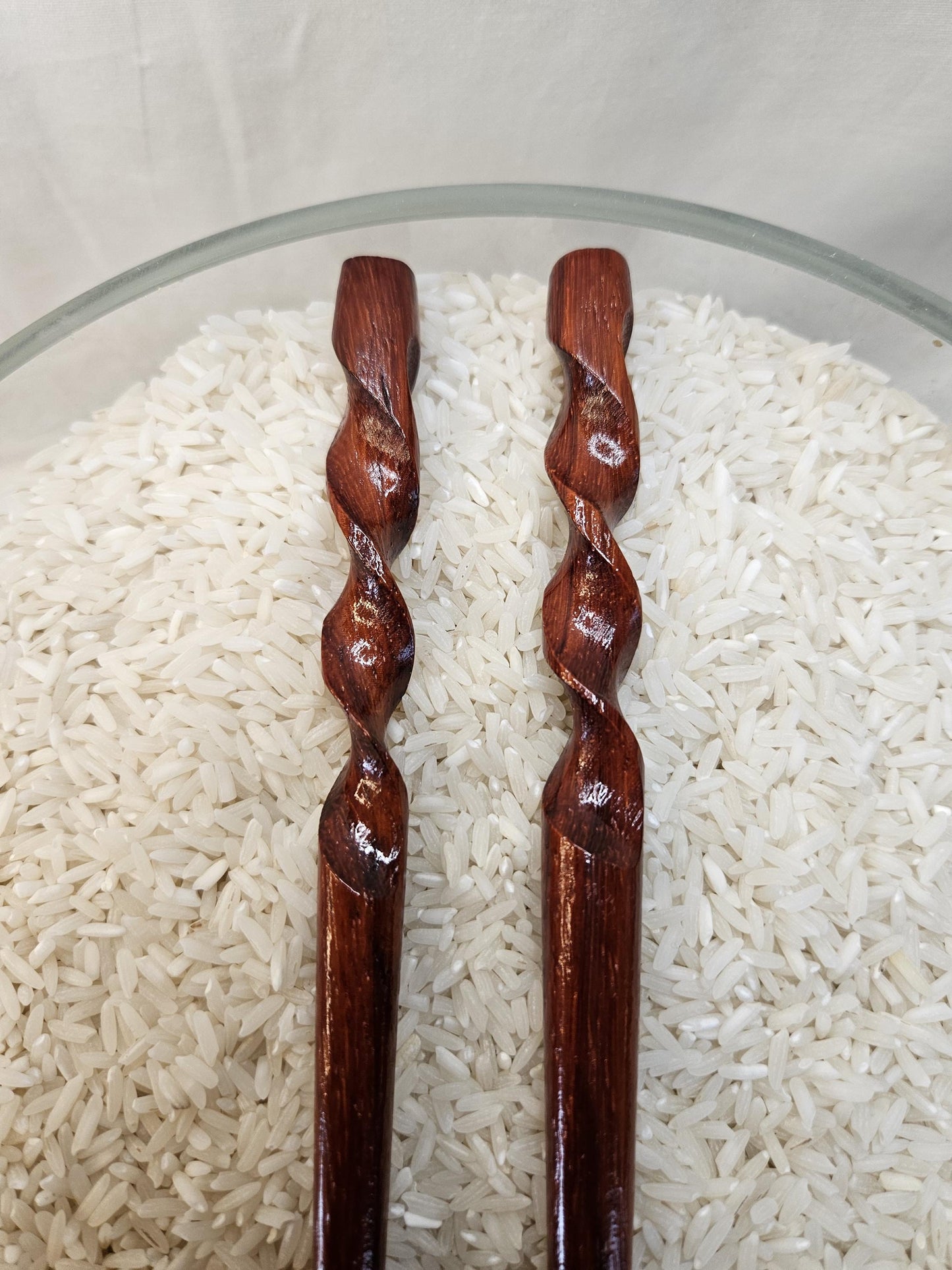 African Padauk Spiral Hair Stick 8" | Hand-Carved Wooden Updo Pin for All Hair Types, Natural Finish Hair Accessory