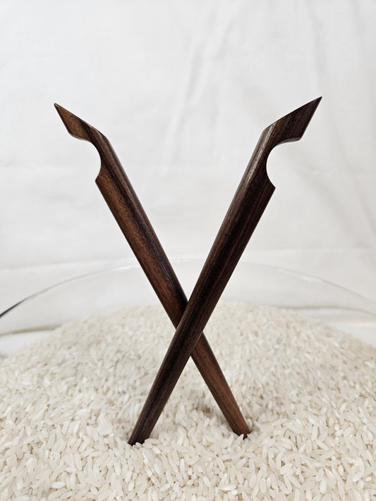 Bolivian Rosewood Handmade Hair Stick – Sculpted Curved Notch Design for Elegant Updos
