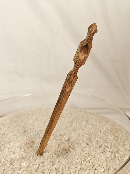 Handmade Canarywood Hair Stick – Carved Ridge Design | 7.5" - 8" Exotic Wood Pin