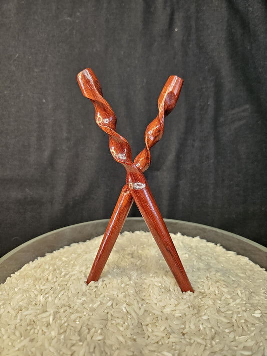 African Padauk Spiral Hair Stick 8" | Hand-Carved Wooden Updo Pin for All Hair Types, Natural Finish Hair Accessory