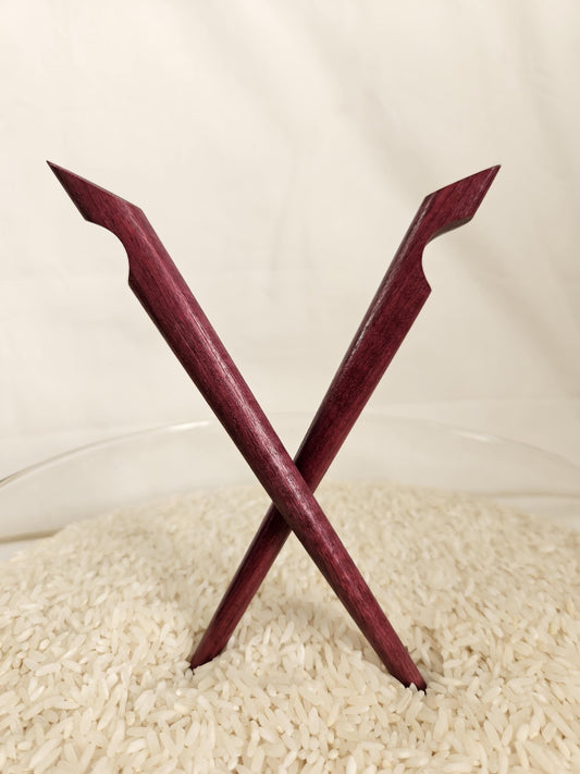 Purpleheart Hook Hair Stick – Handmade Carved Wooden Hair Pin for Buns & Updos | Angular Purple Hairstick for Long Hair